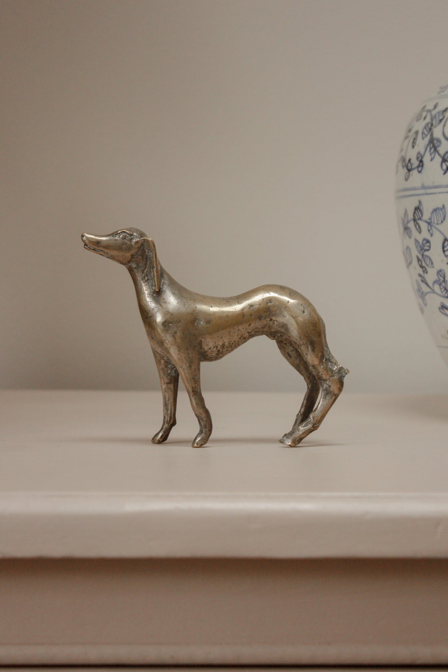 Vintage sculptural brass greyhound - proud