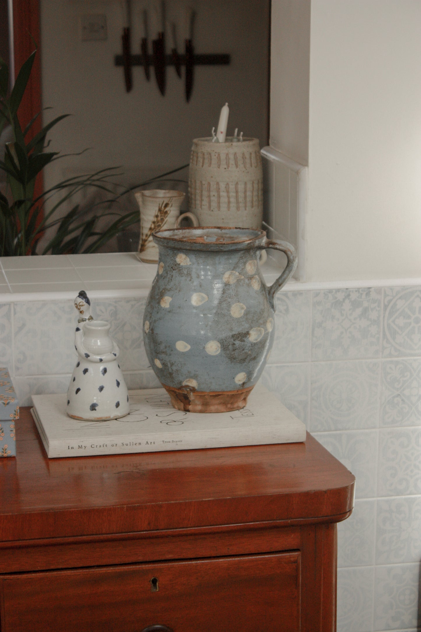 Vintage clay pot - spotty glaze