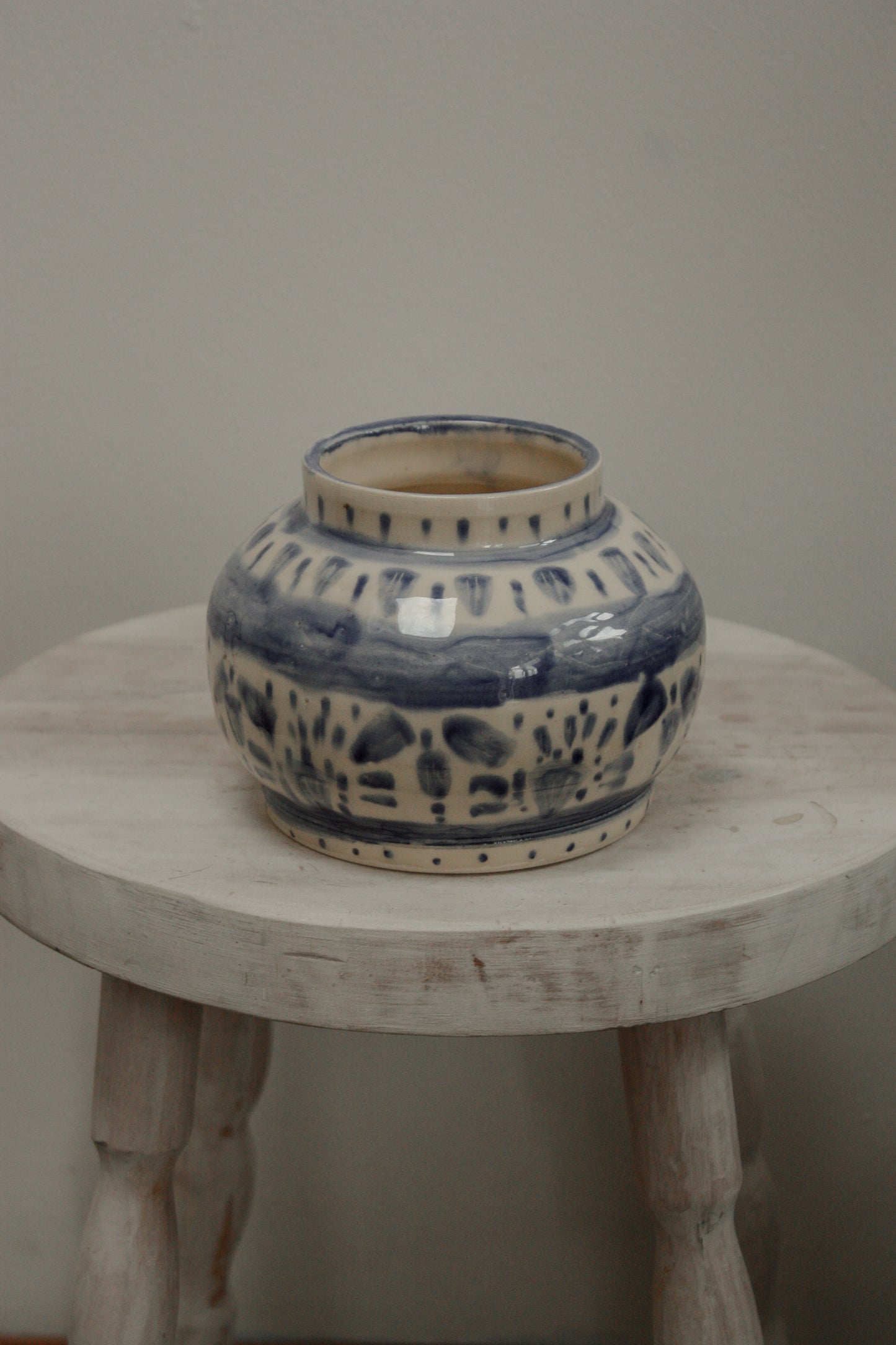 Studio pottery hand painted ceramic pot