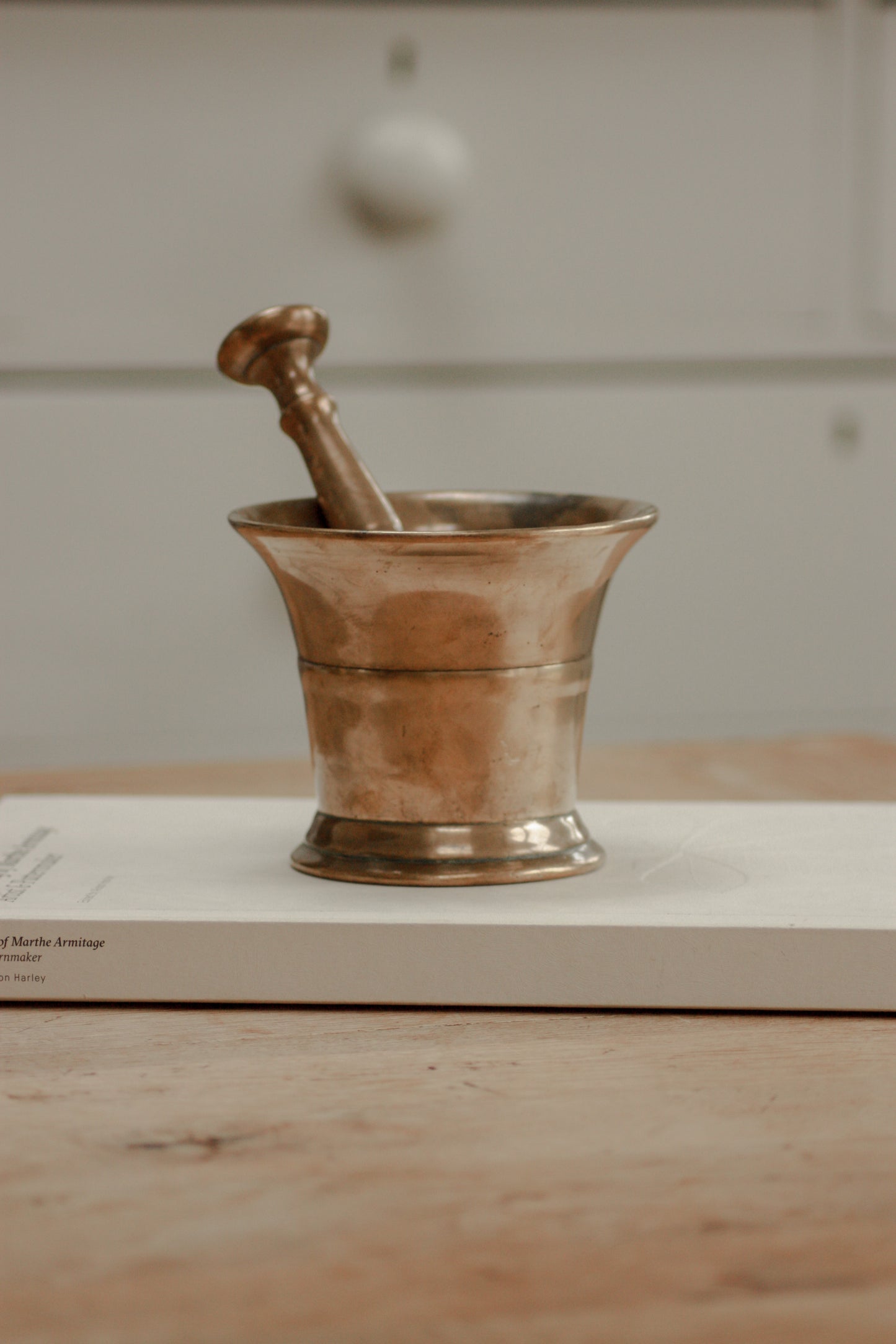 Antique solid brass pestle and mortar