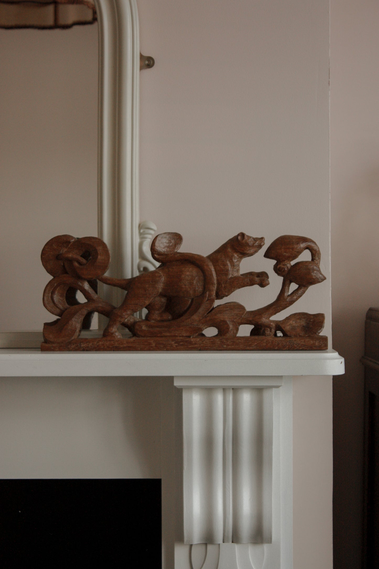 Vintage hand carved lion - decorative shelf art