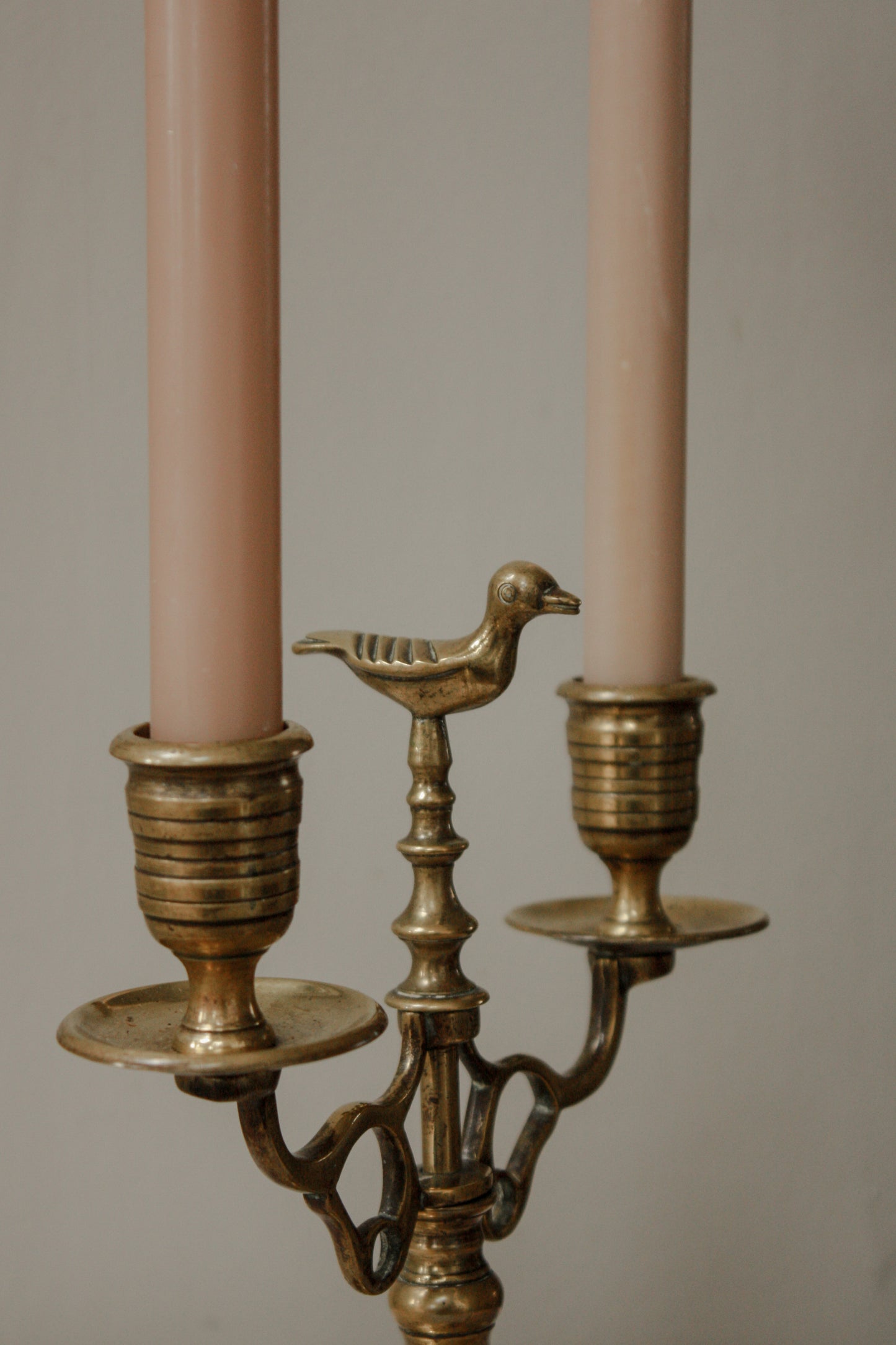 Vintage brass candelabra with duck detail