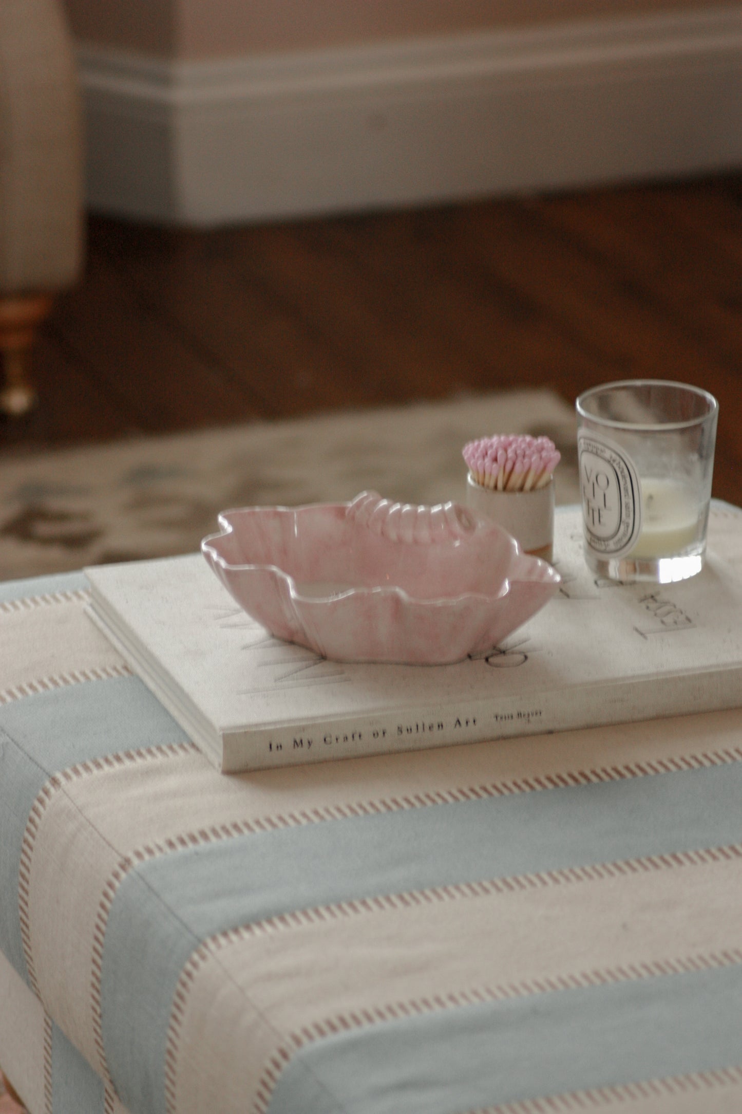 Vintage Italian shell dish with pink glaze