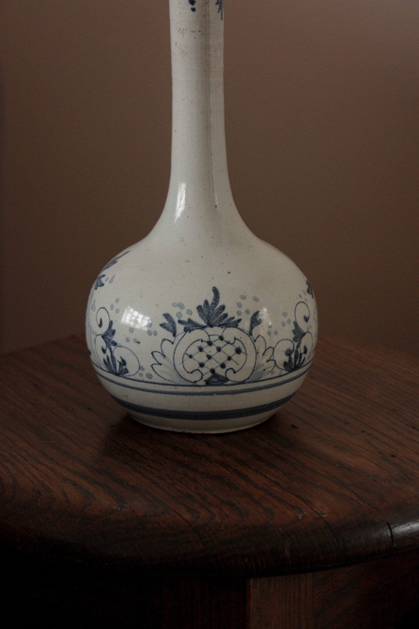 Vintage French hand painted blue and white vessel
