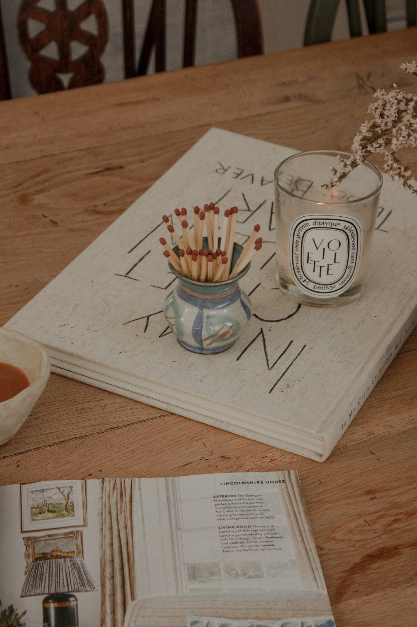 Vintage mid-century pottery match pot