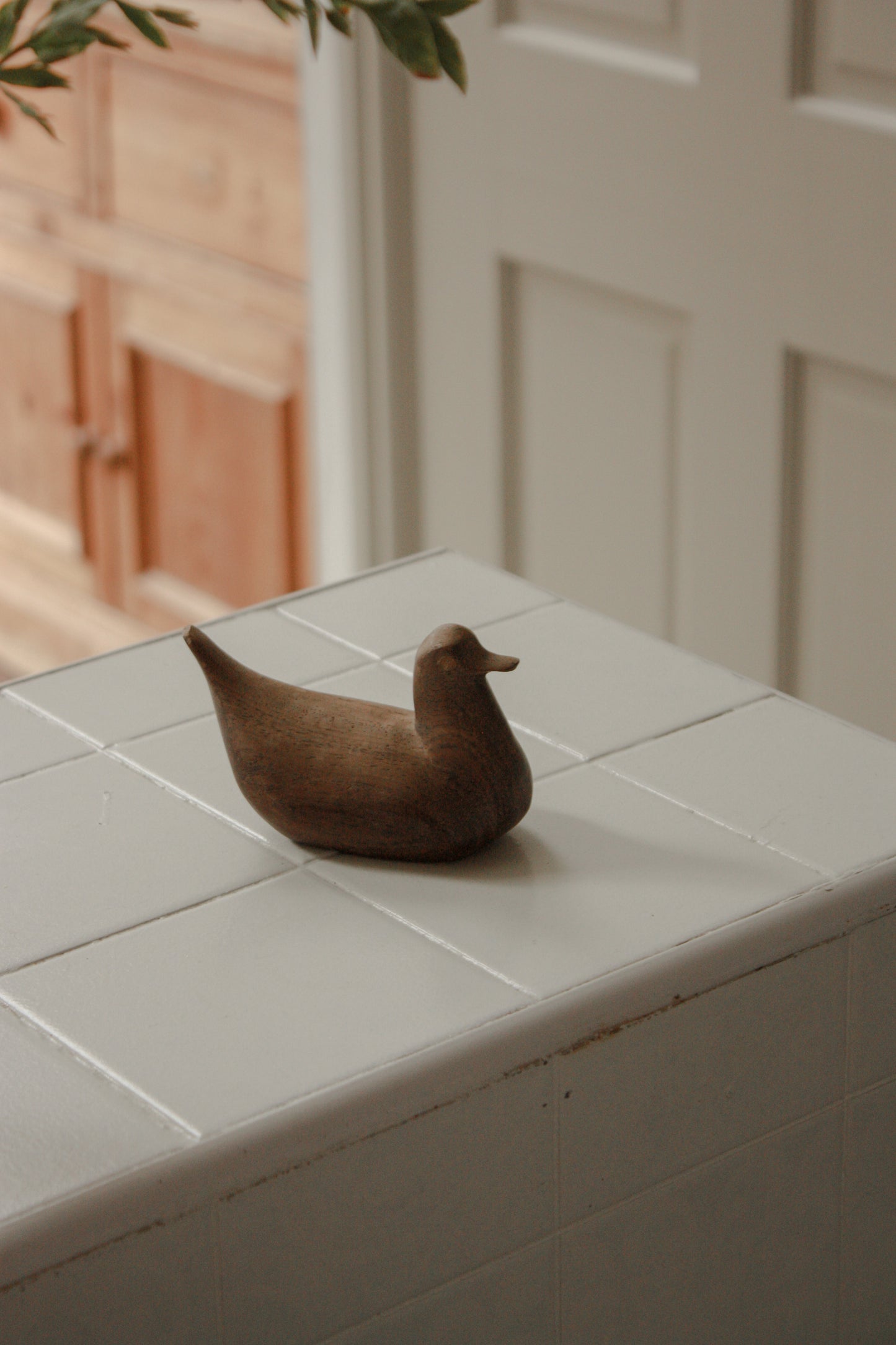 Vintage folk art wooden duck
