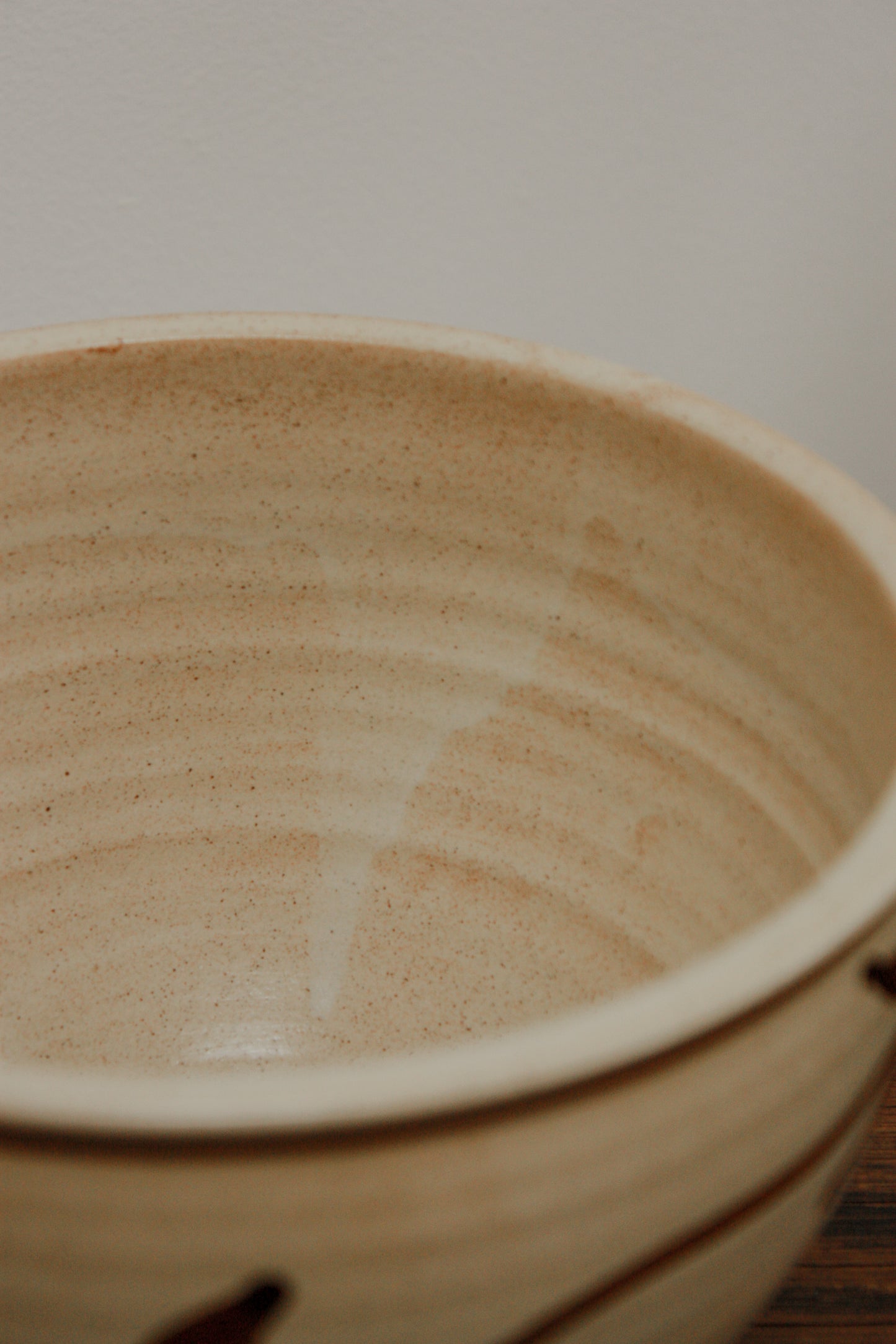 Vintage studio pottery bowl - earth and cream