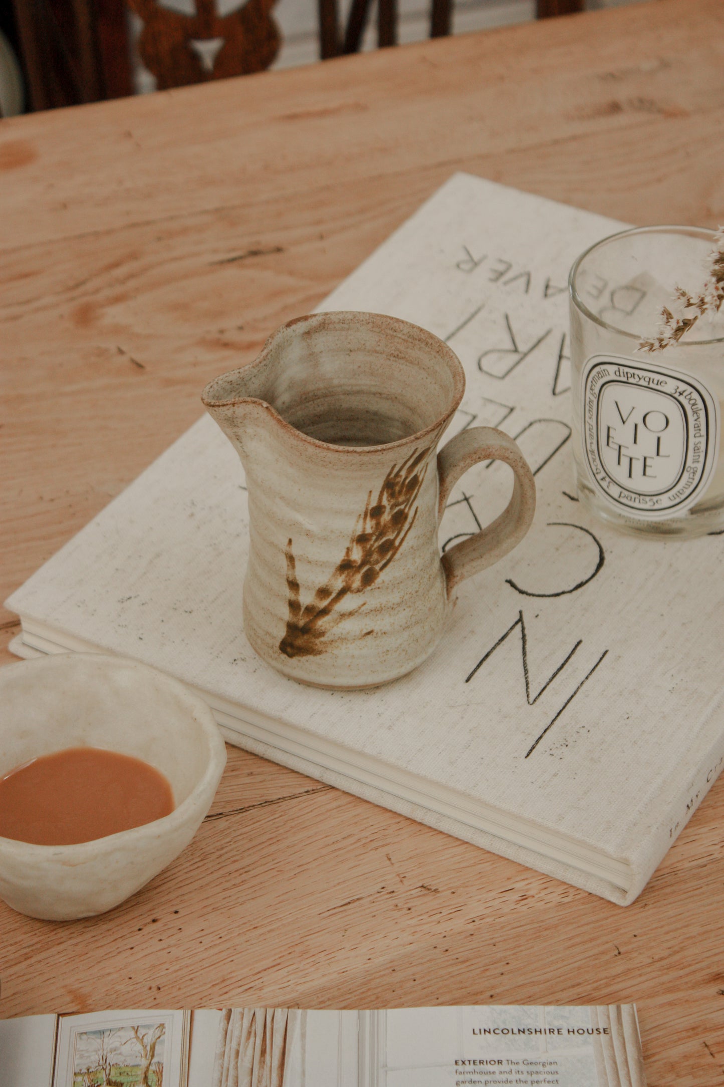 Studio pottery milk jug