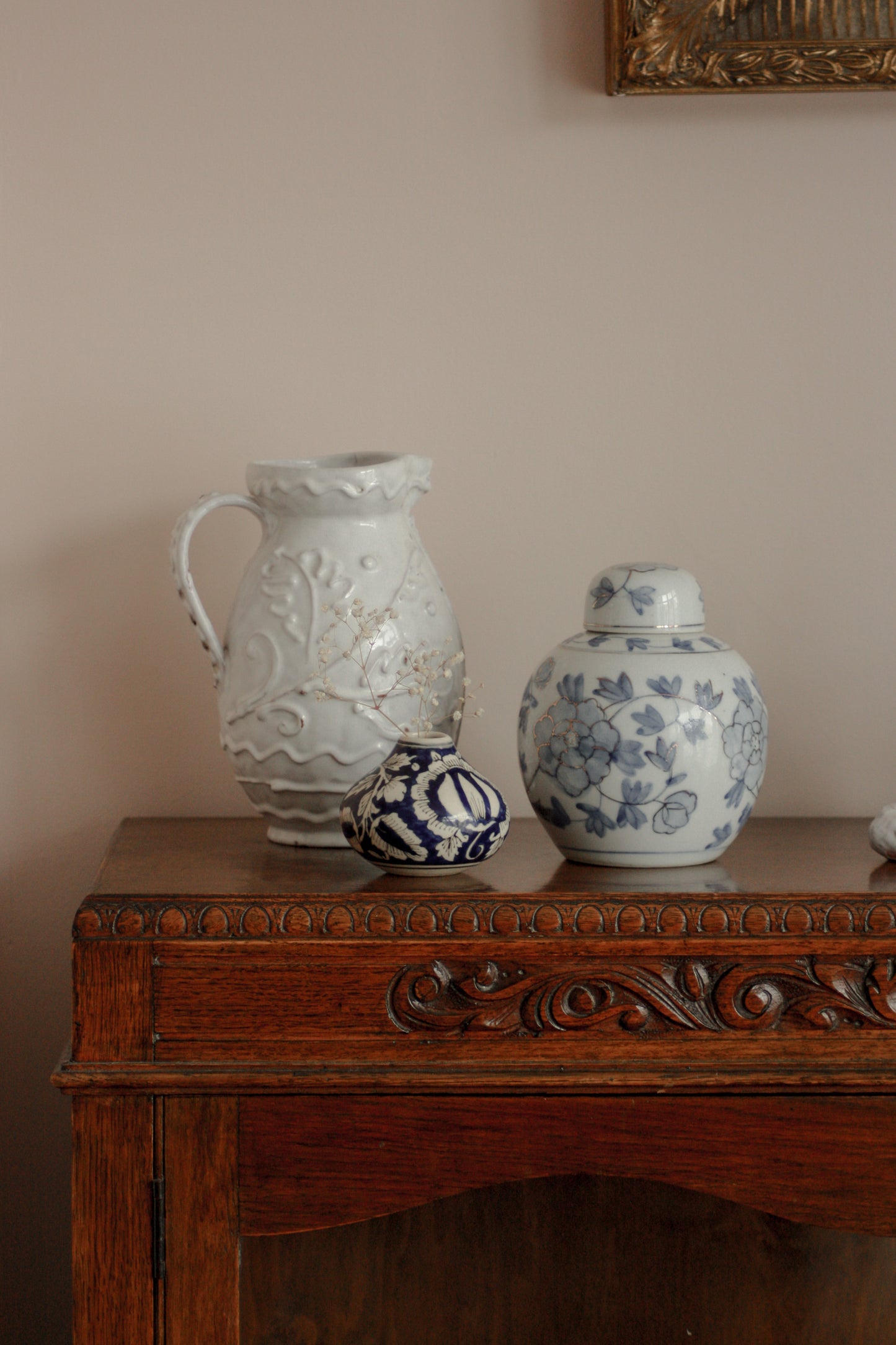 Vintage blue and white Chinese jar
