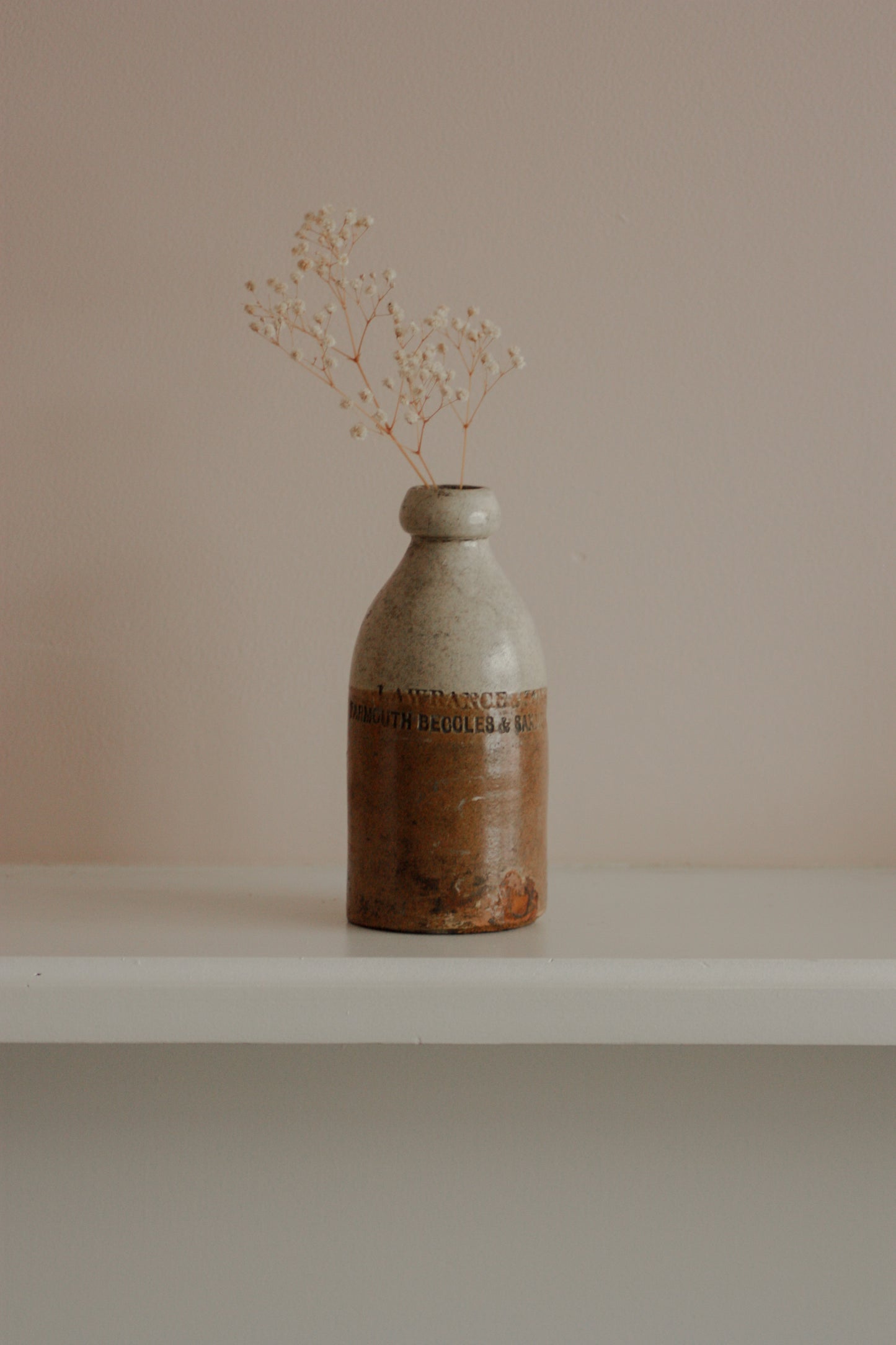 Vintage two tone rustic stoneware bottle