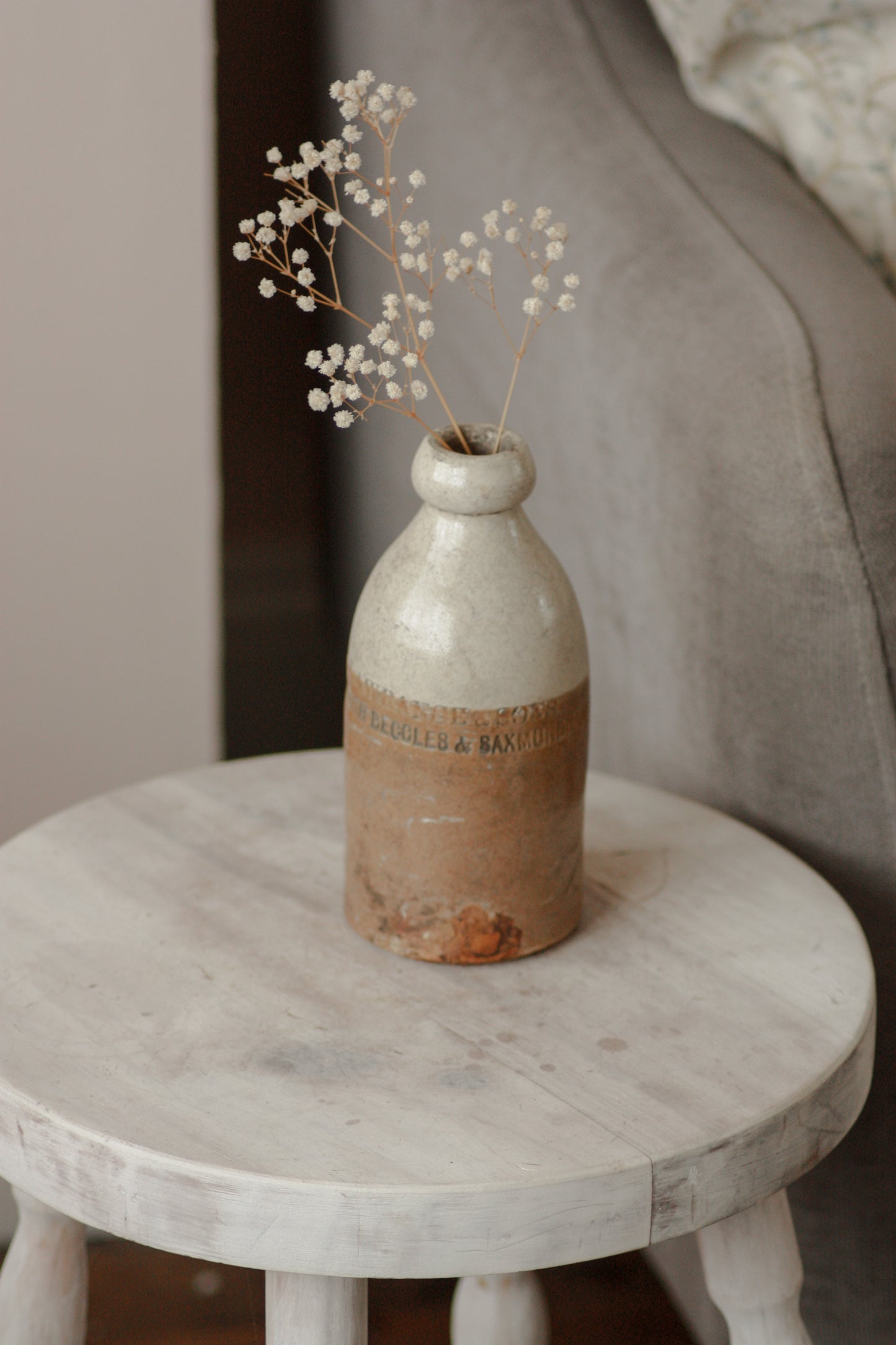 Vintage two tone rustic stoneware bottle
