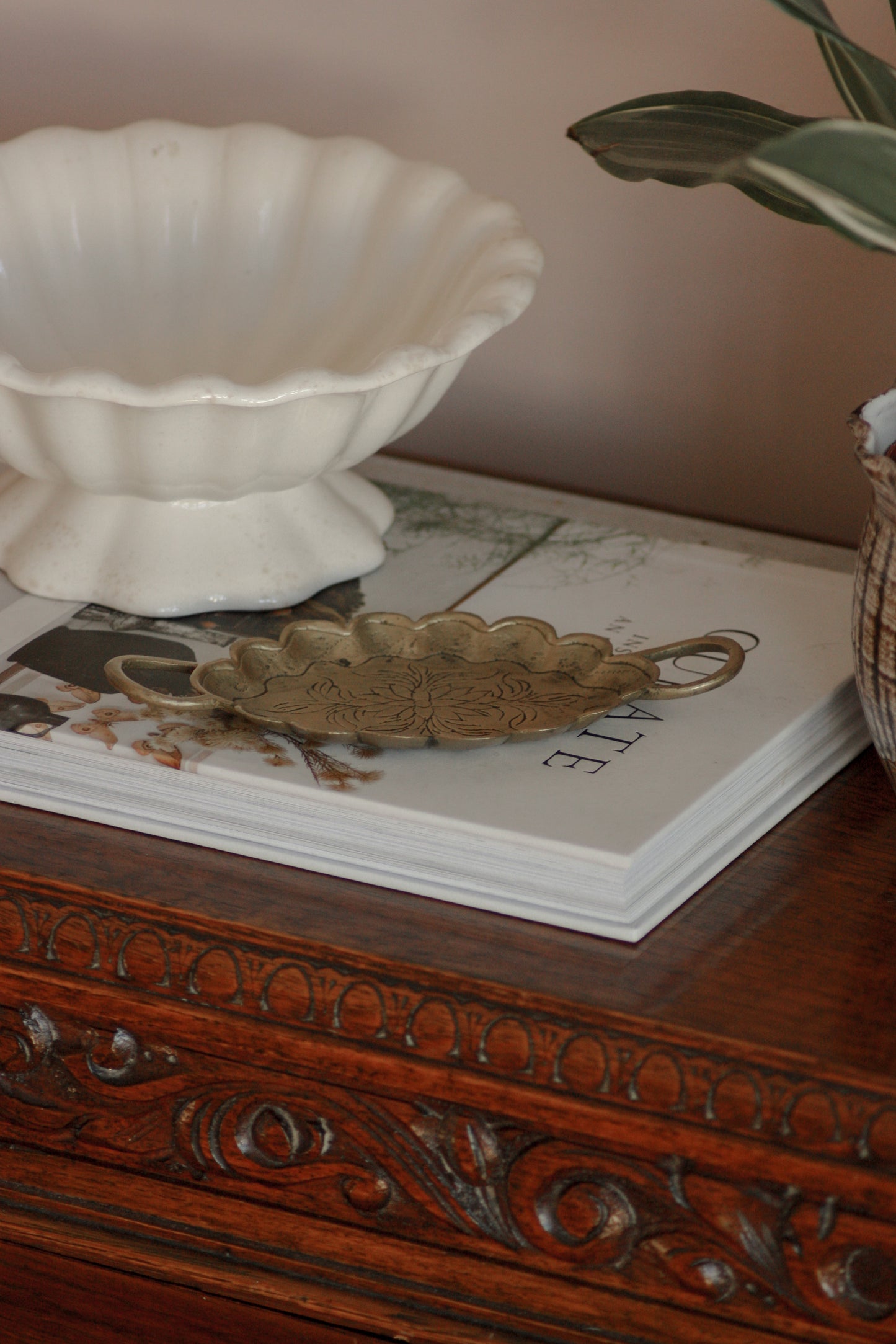 Vintage brass scalloped trinket dish