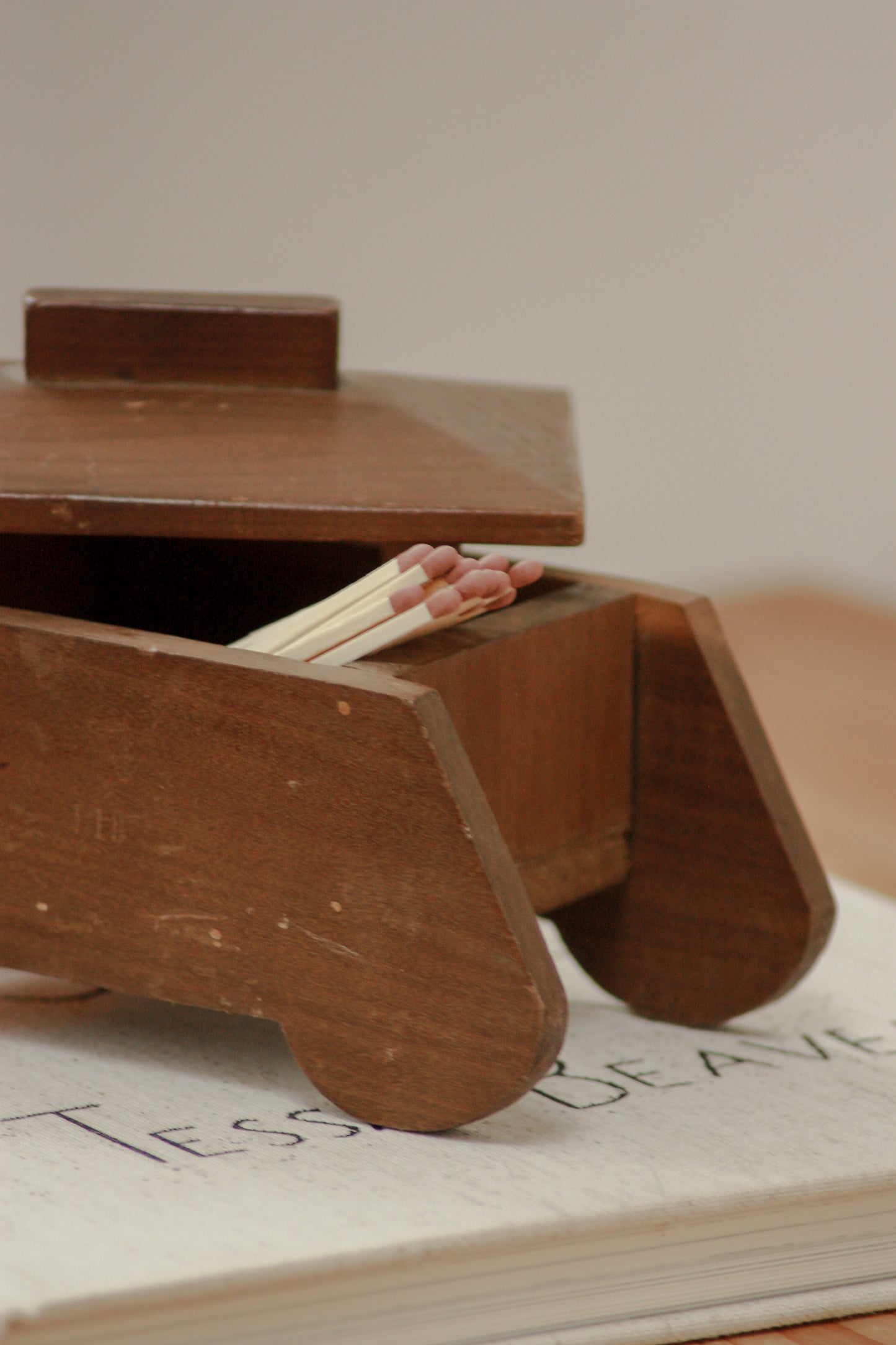 Vintage handmade wooden box made in 1943