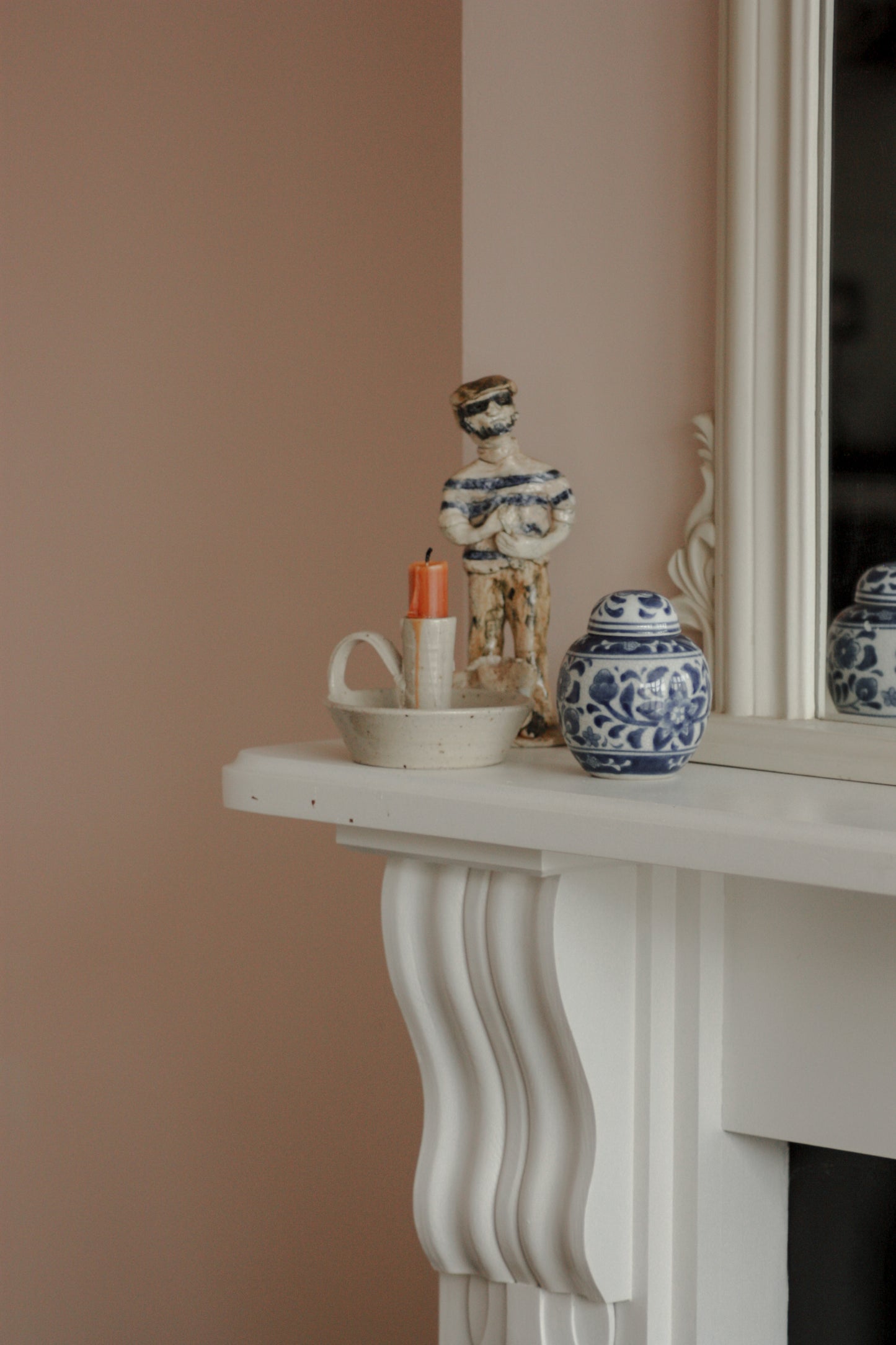 Naive folk art pottery sculpture - The Thief