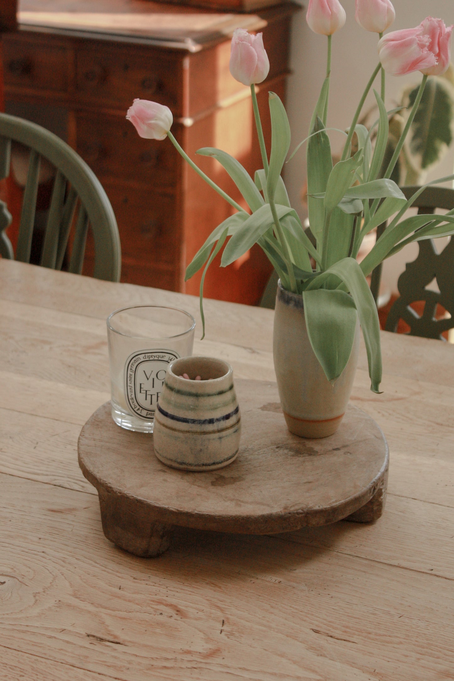 Vintage aged wooden chapati board
