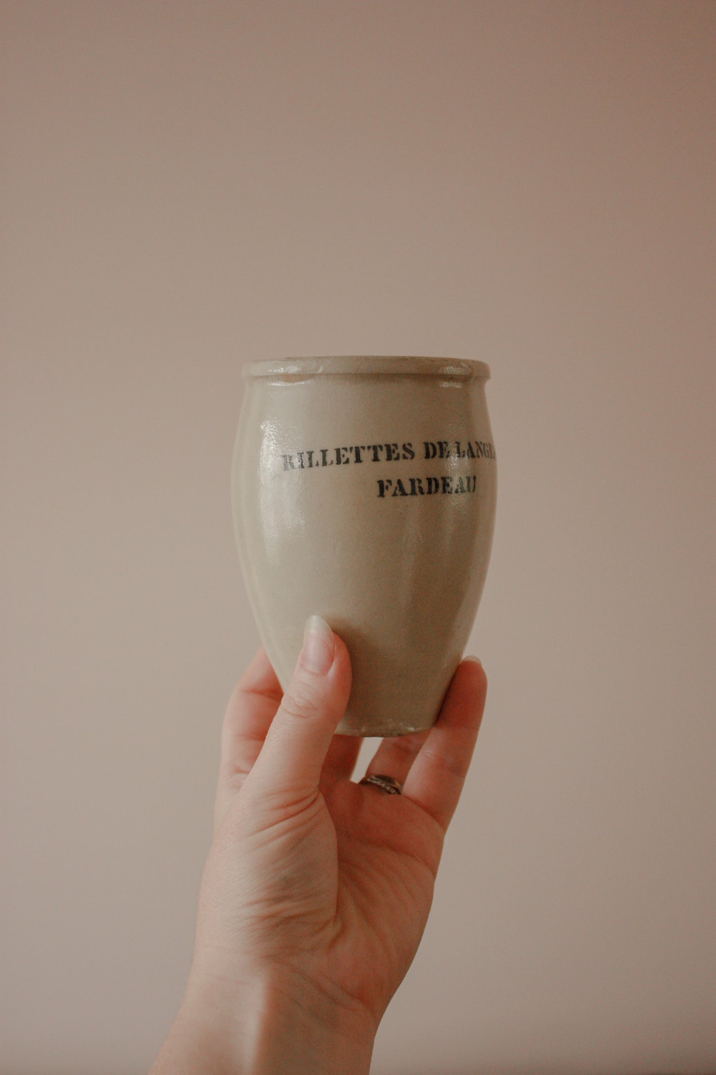 Vintage French pale stoneware pot