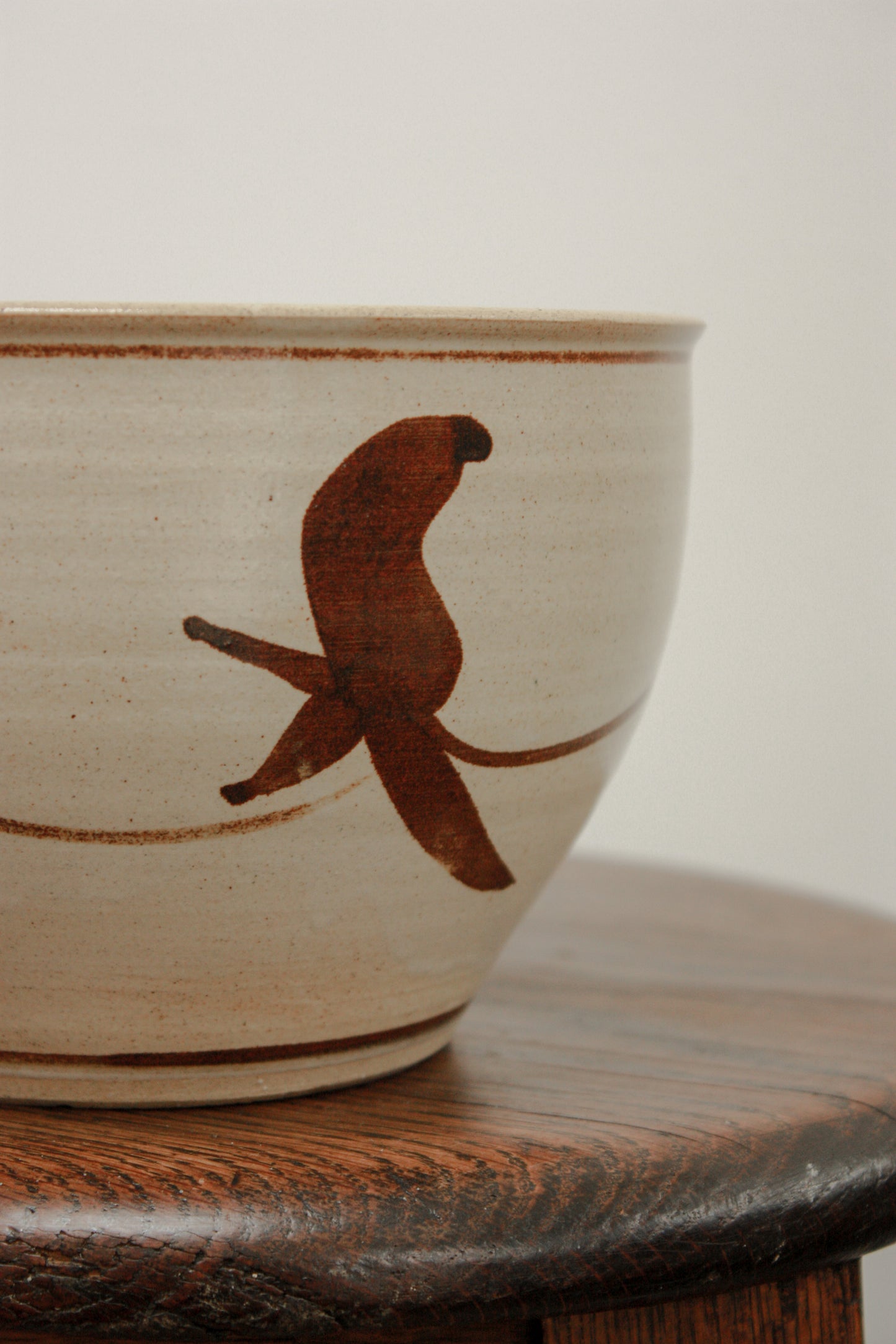 Vintage studio pottery bowl - earth and cream