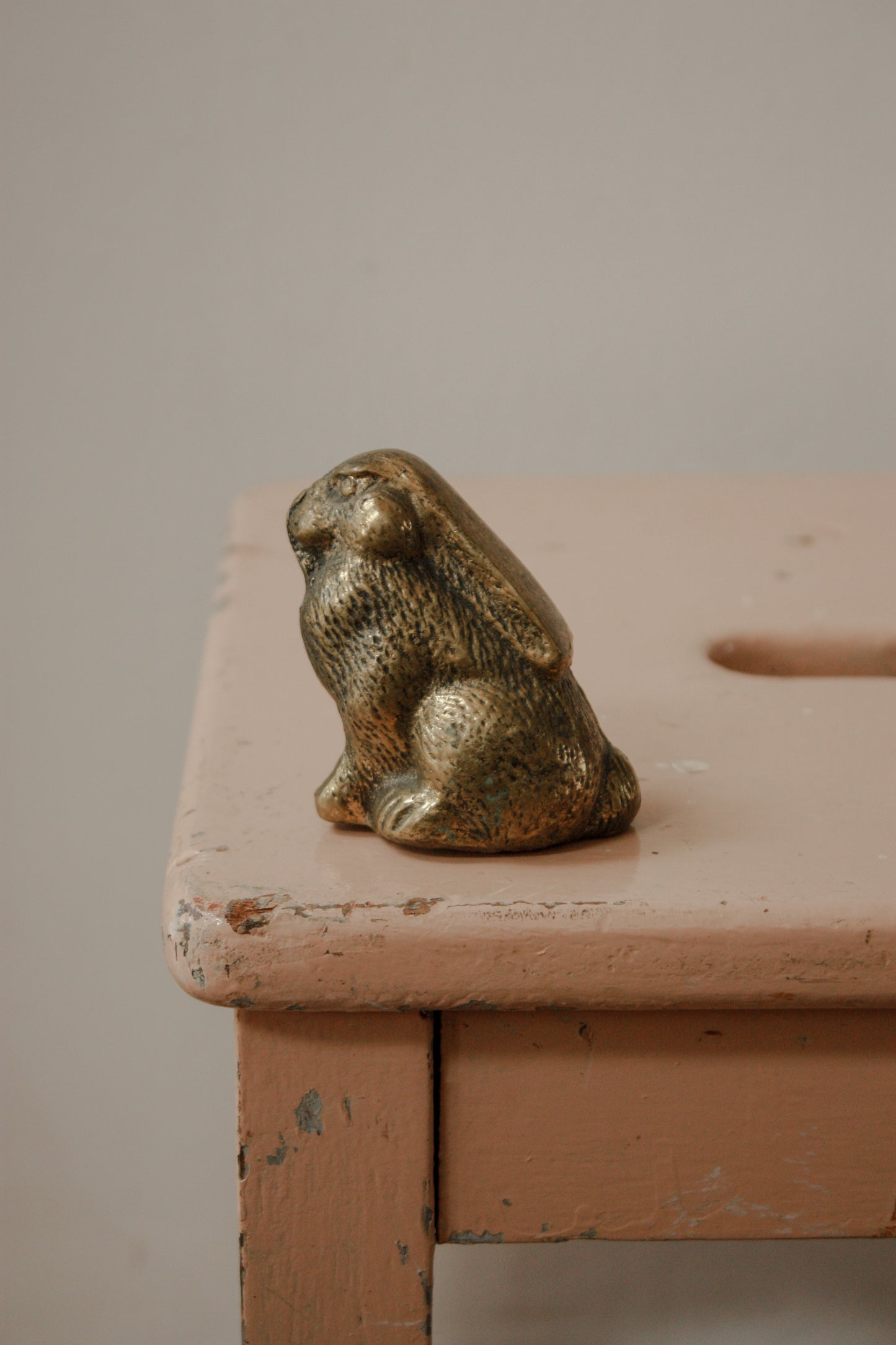 Vintage cast solid brass rabbit paperweight