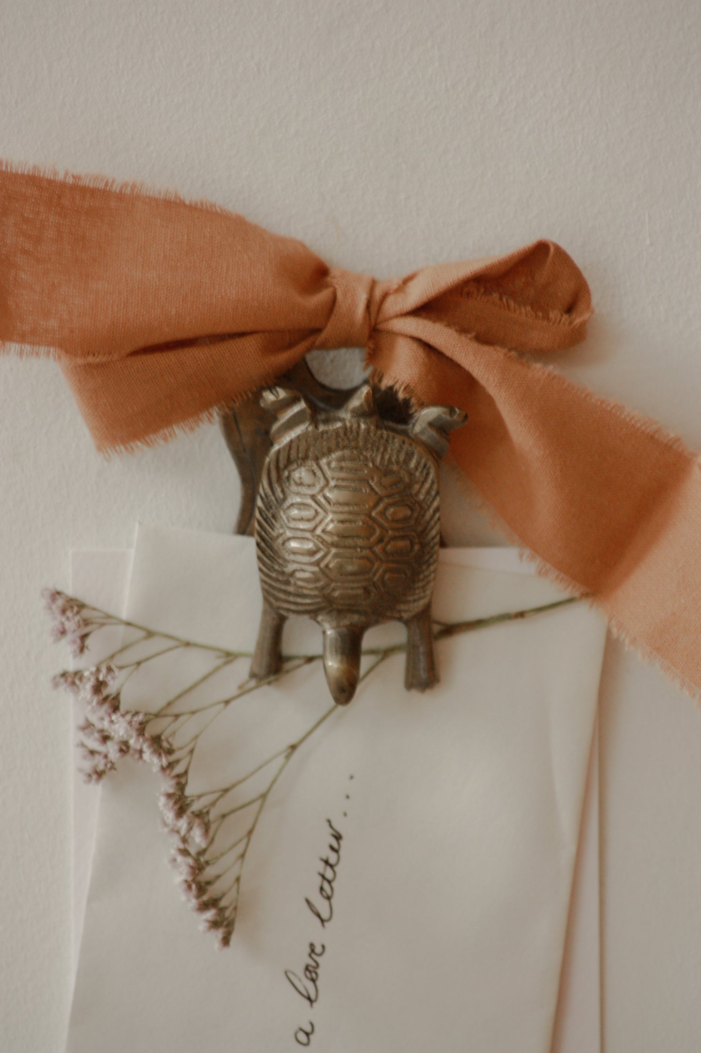 Vintage brass tortoise letter clip