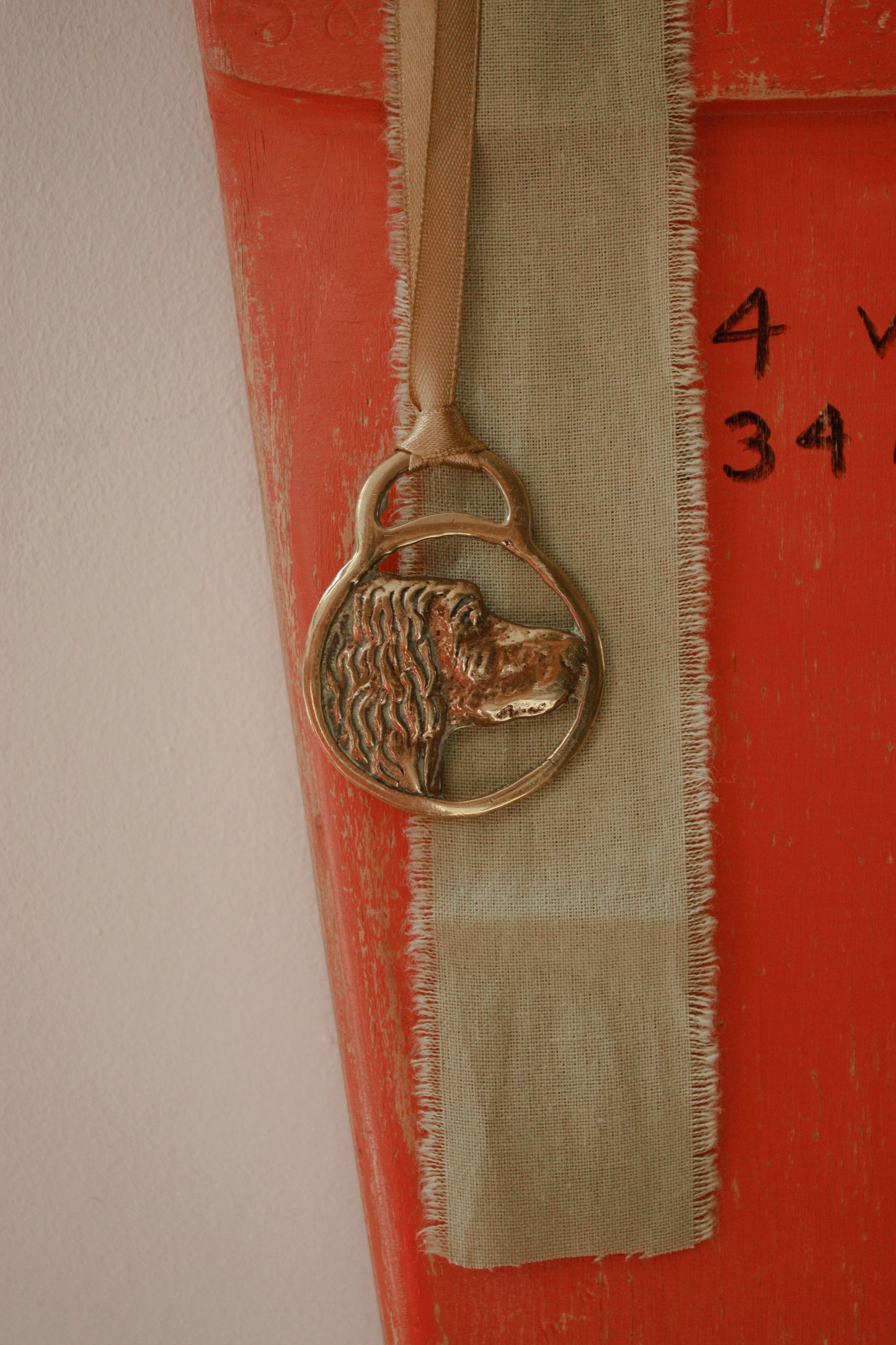 Vintage brass spaniel token