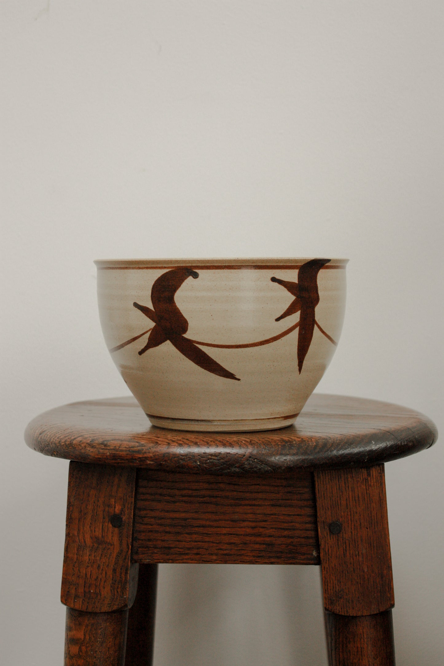 Vintage studio pottery bowl - earth and cream