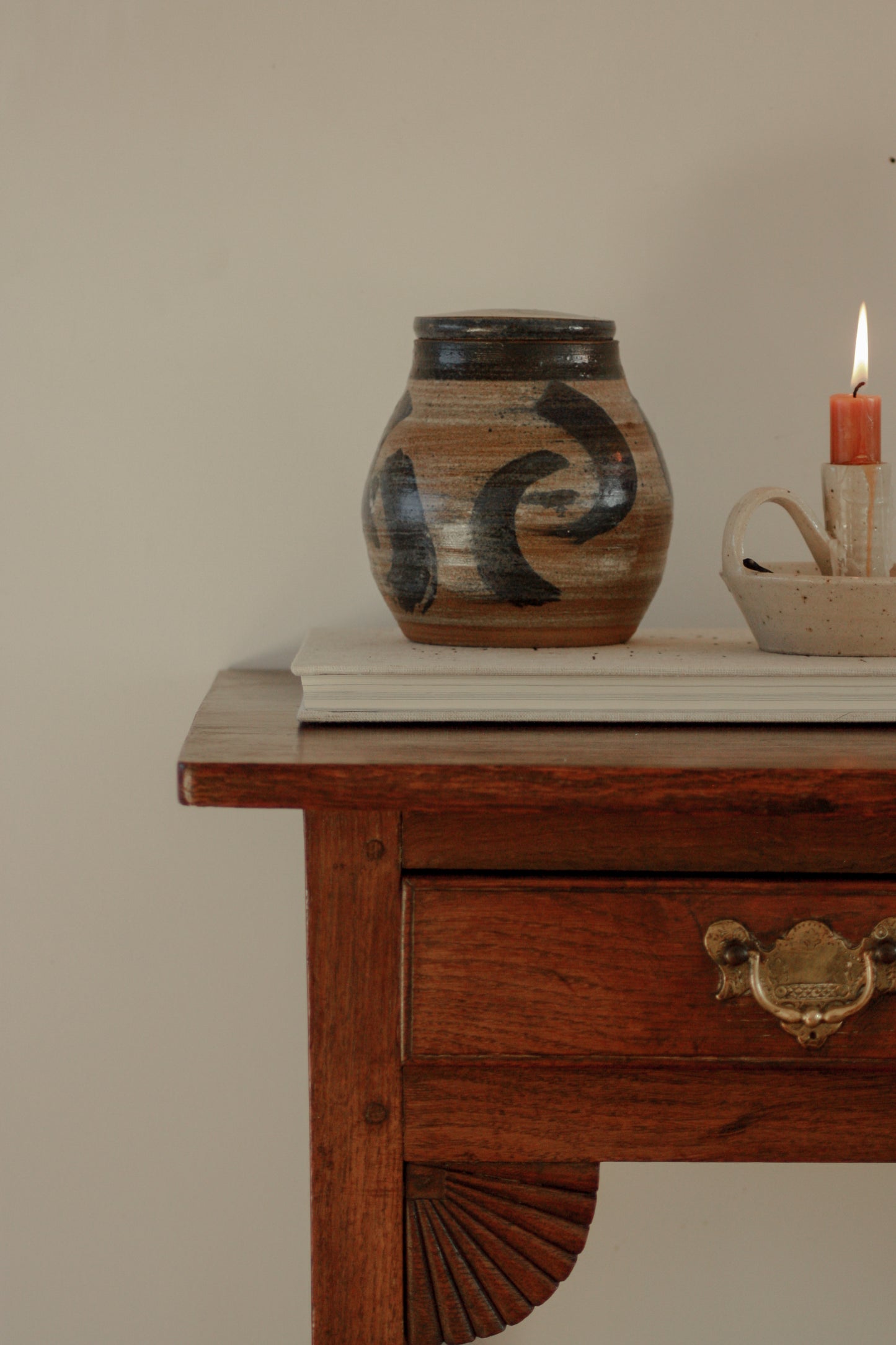 Vintage studio pottery ginger jar style pot