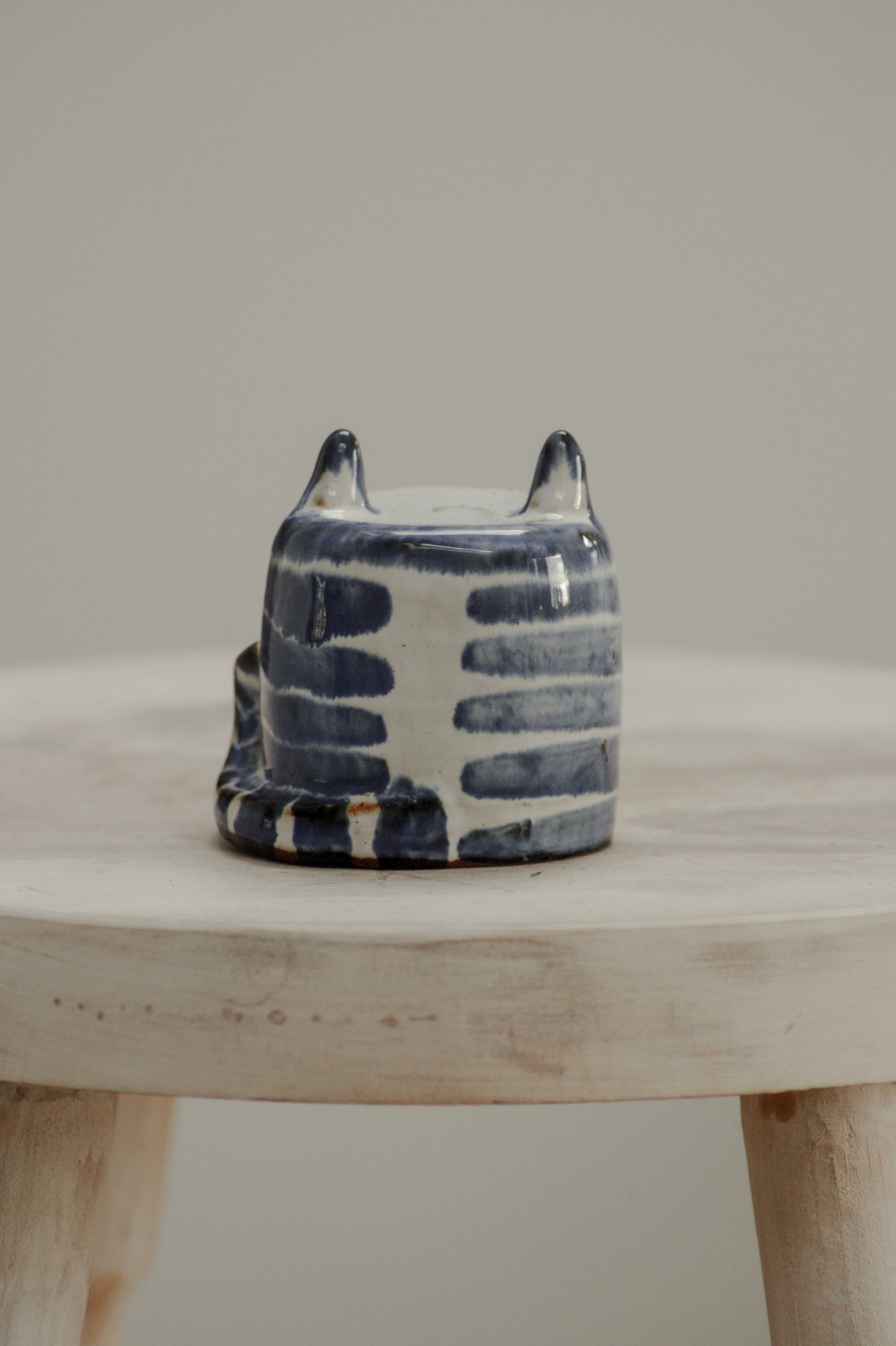 Vintage studio pottery stylised cat sculpture