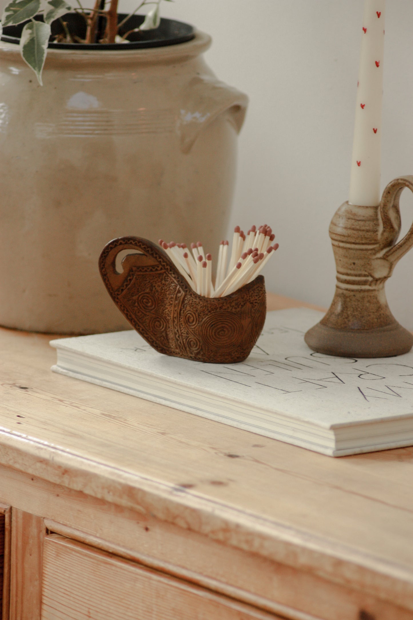 Vintage Scandinavian carved wedding cup