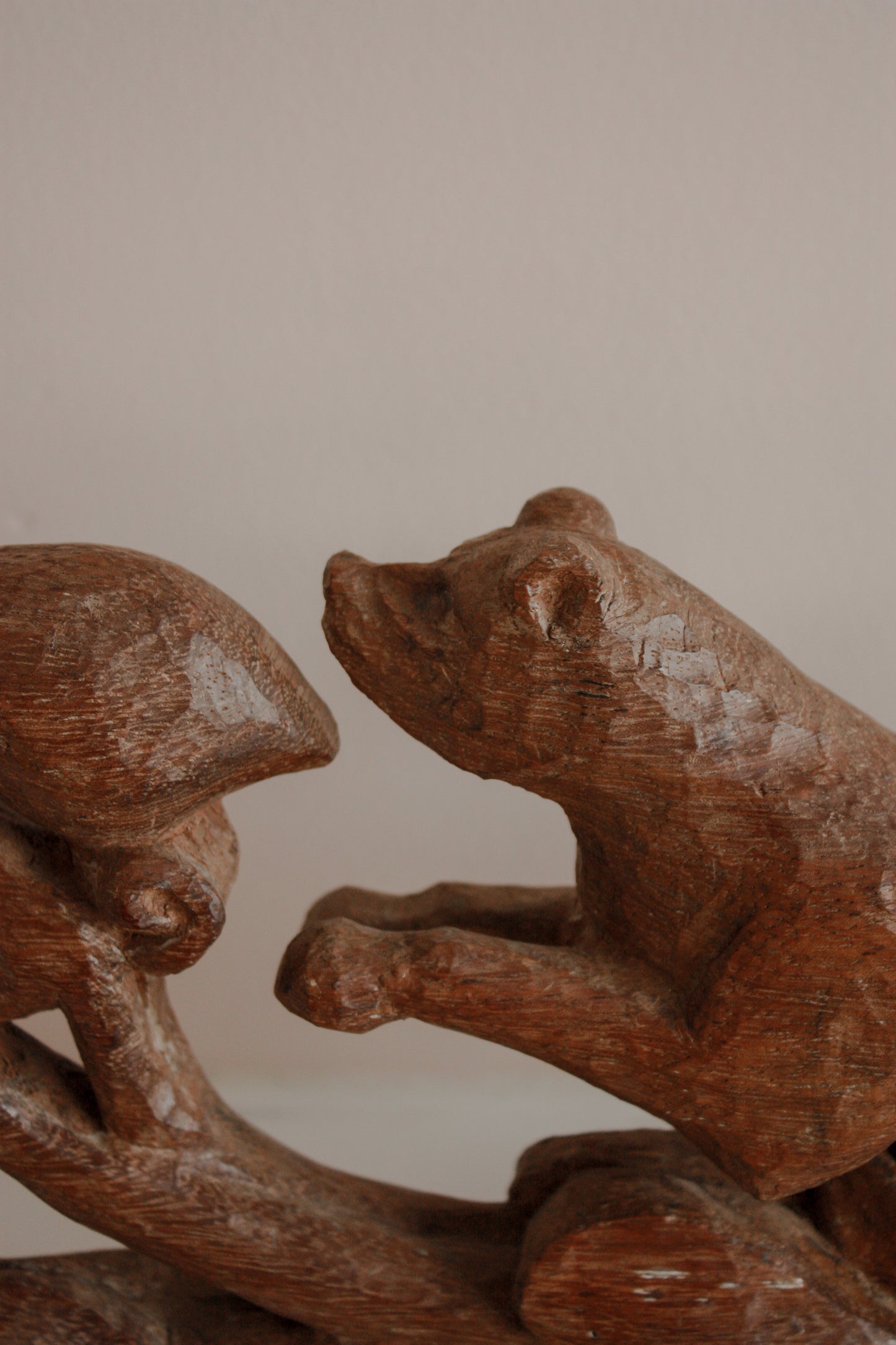 Vintage hand carved lion - decorative shelf art