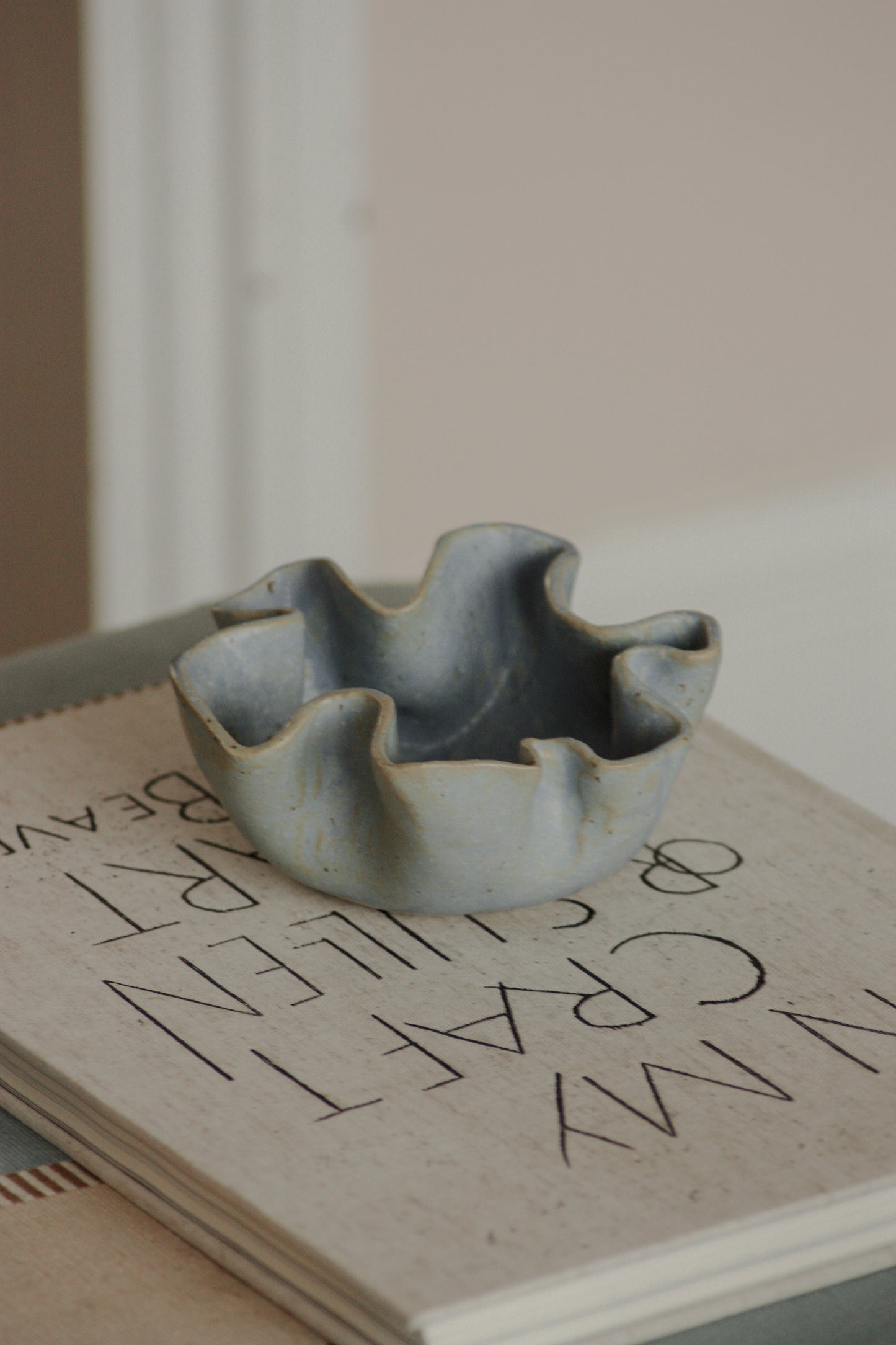 Studio art pottery ruffle dish