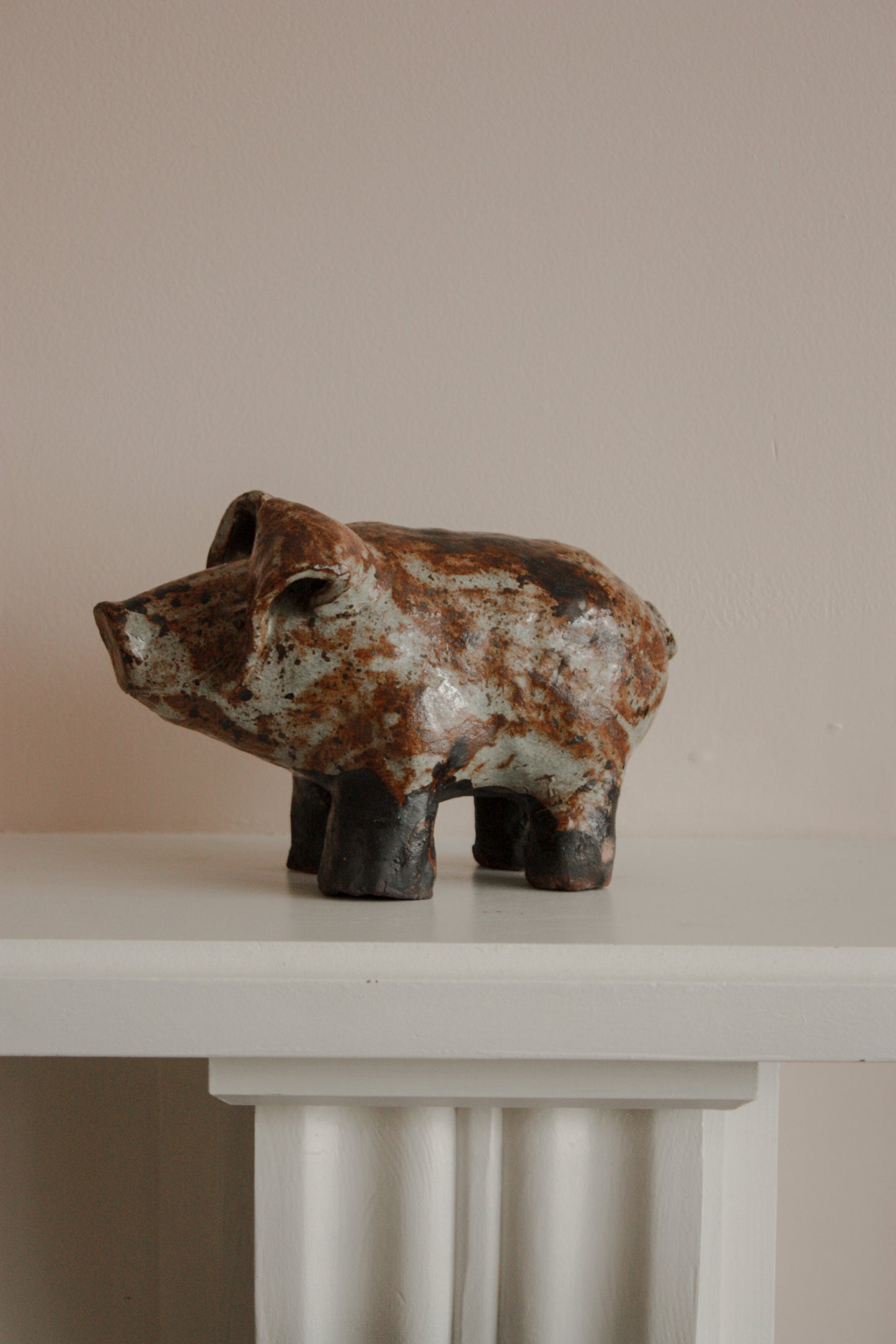 Rustic studio pottery piggy sculpture