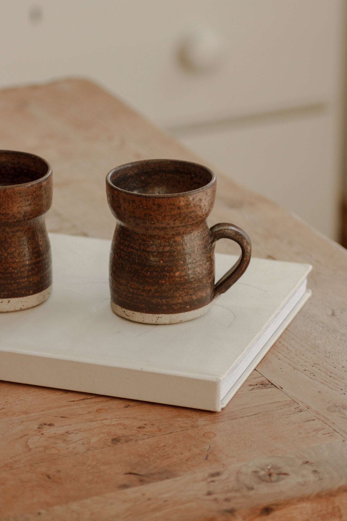 Set of two studio pottery mugs