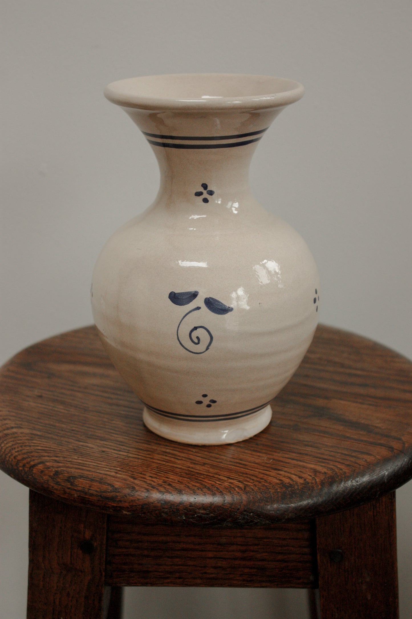 Vintage hand-painted vase - floral folk art style