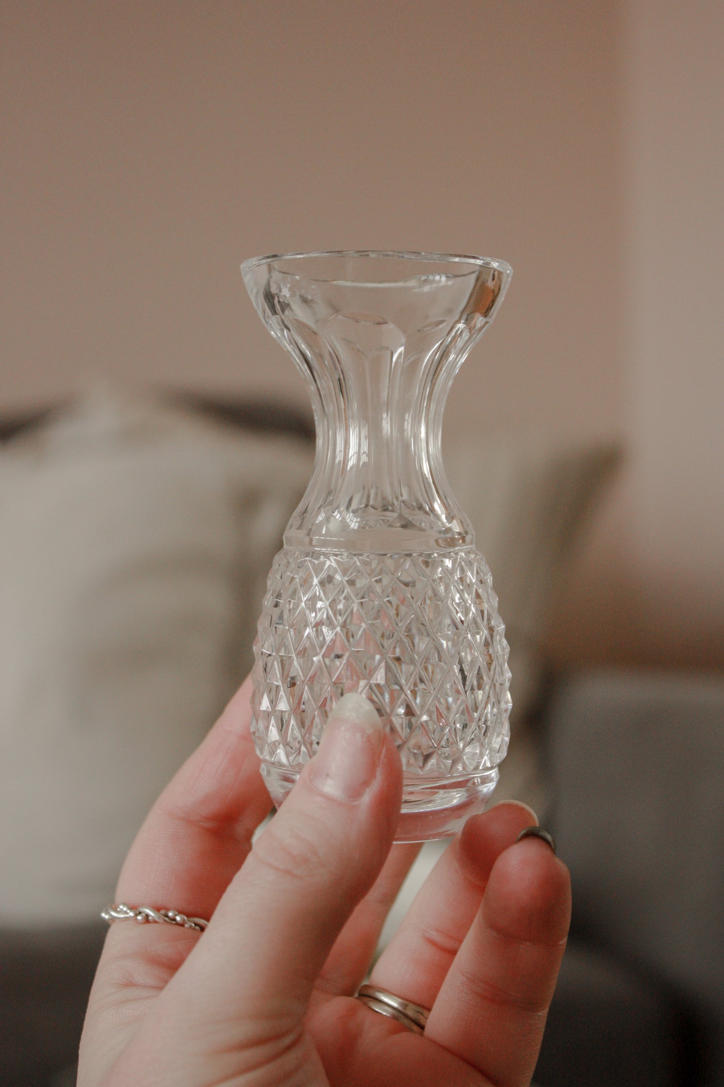 Vintage handmade glass match pot
