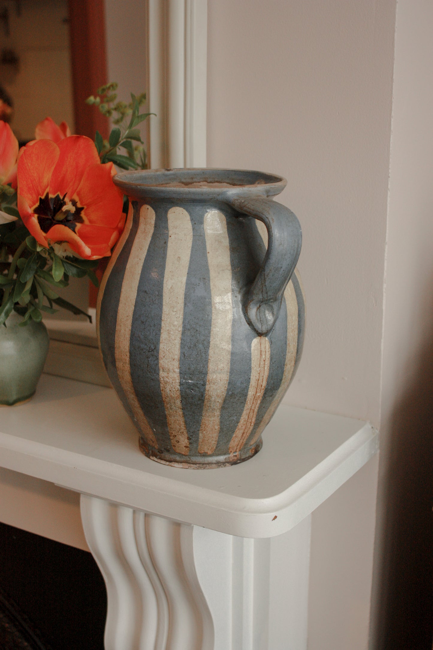 Vintage clay pot - striped glaze