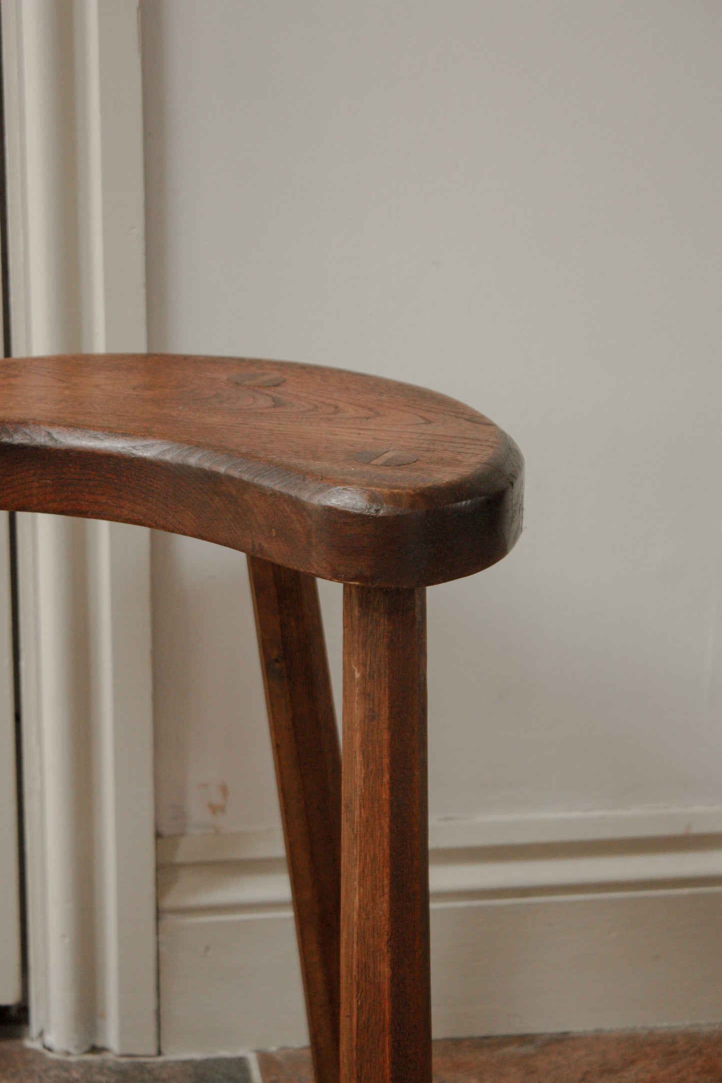 Vintage wooden stool - kidney bean seat