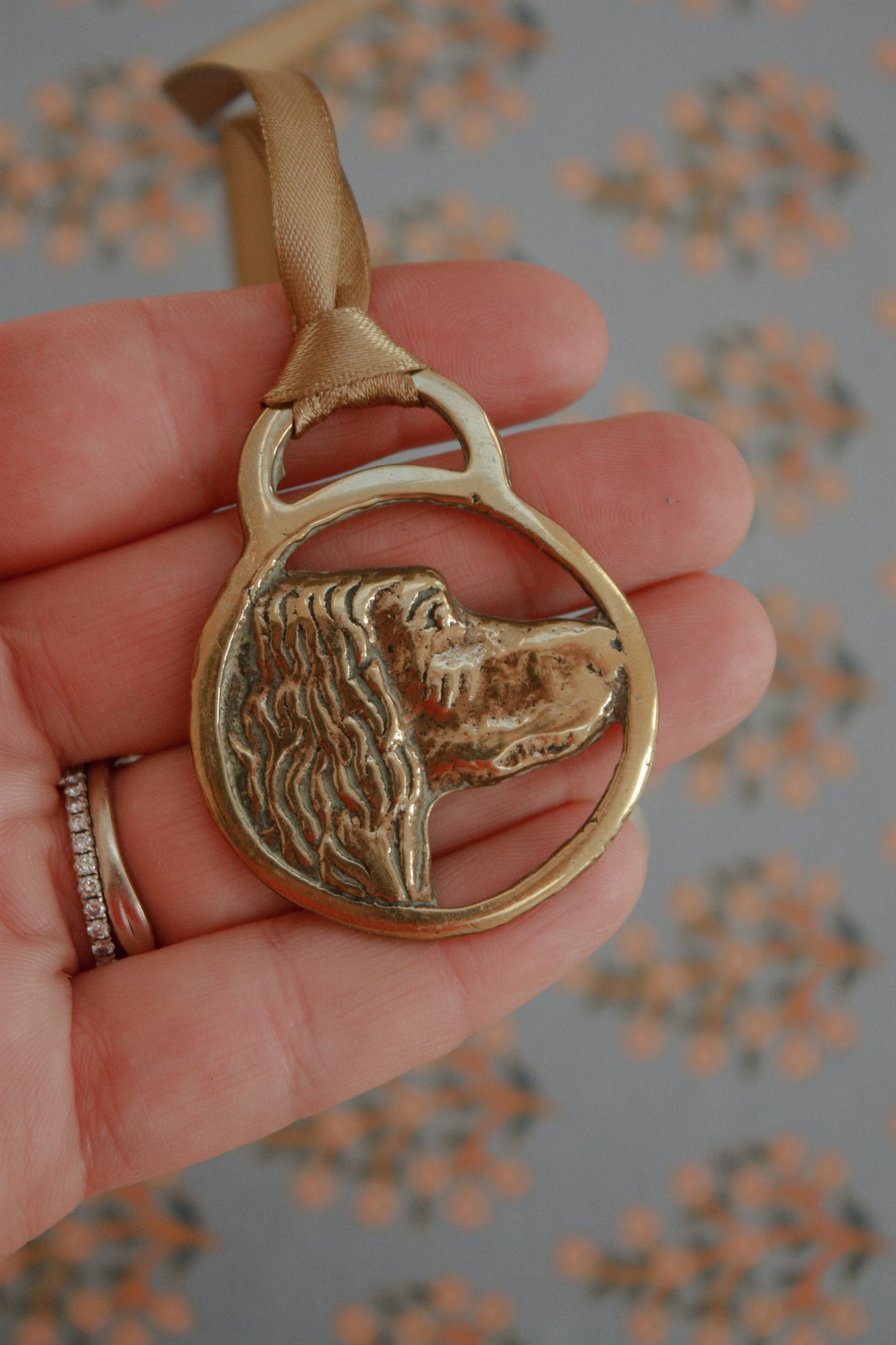 Vintage brass spaniel token