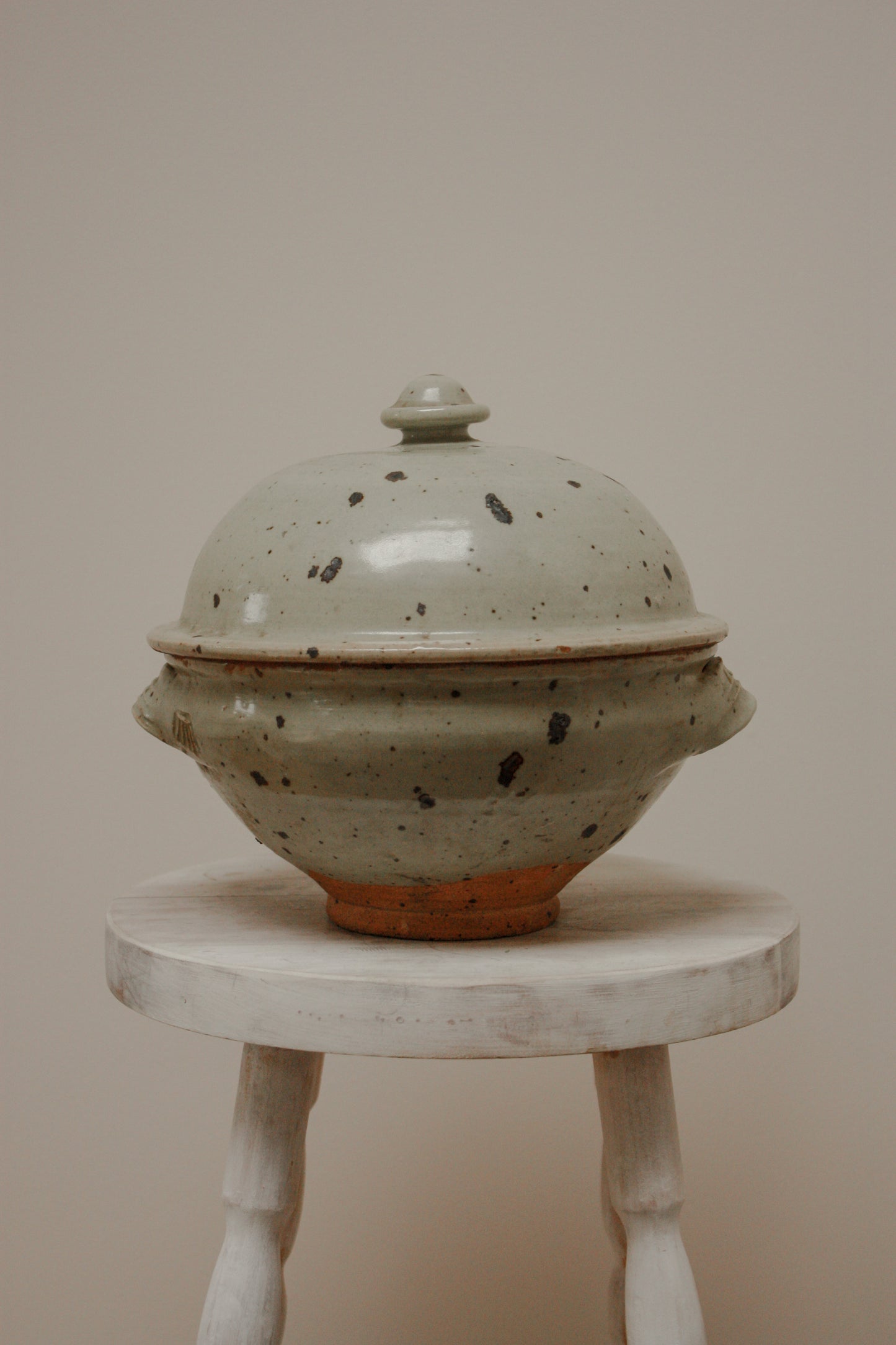Vintage French studio pottery lidded pot