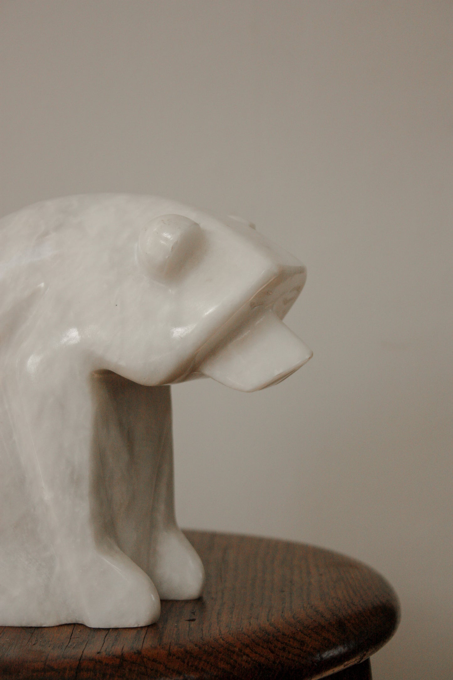 Vintage mid-century solid marble polar bear sculpture