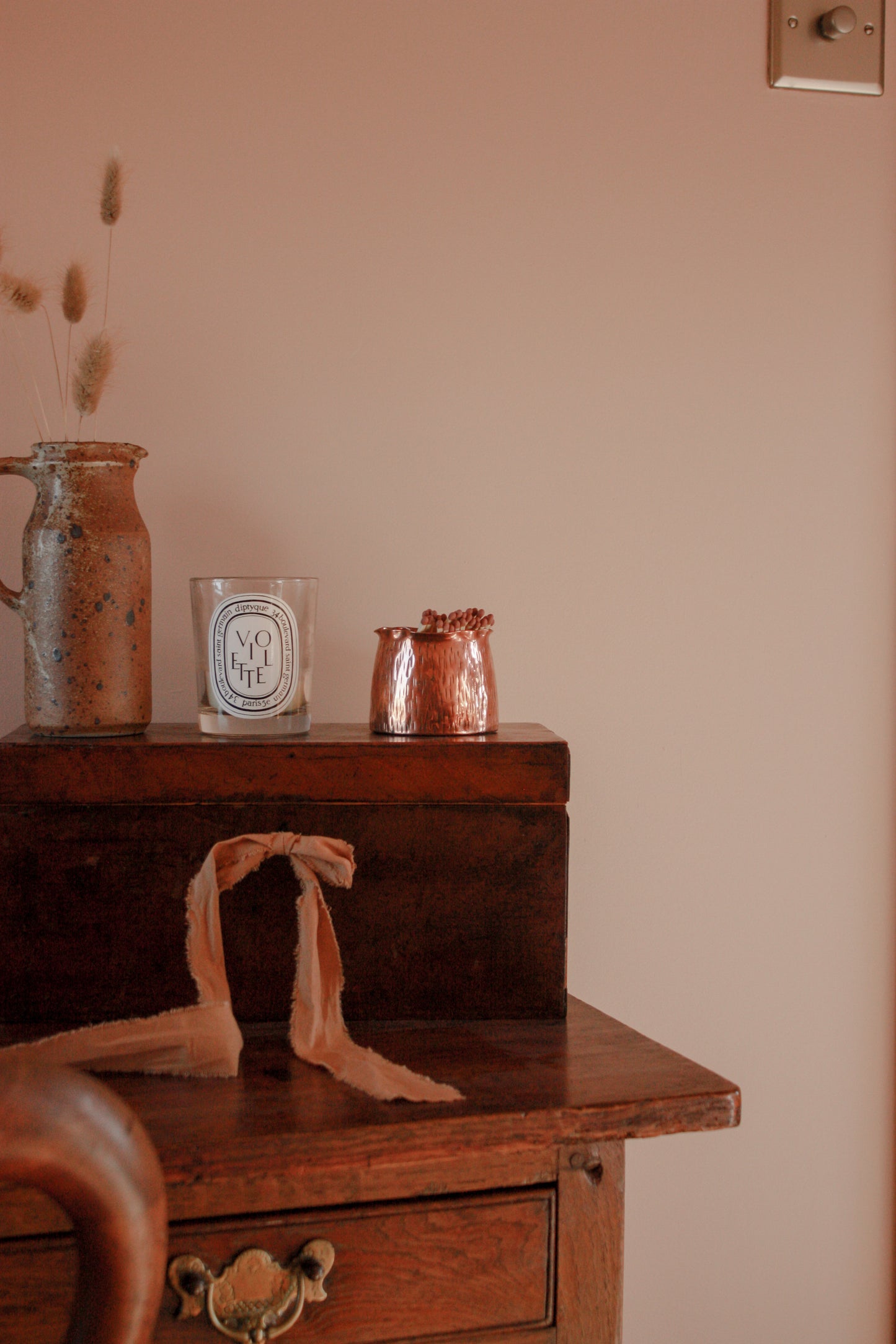 Vintage copper match pot