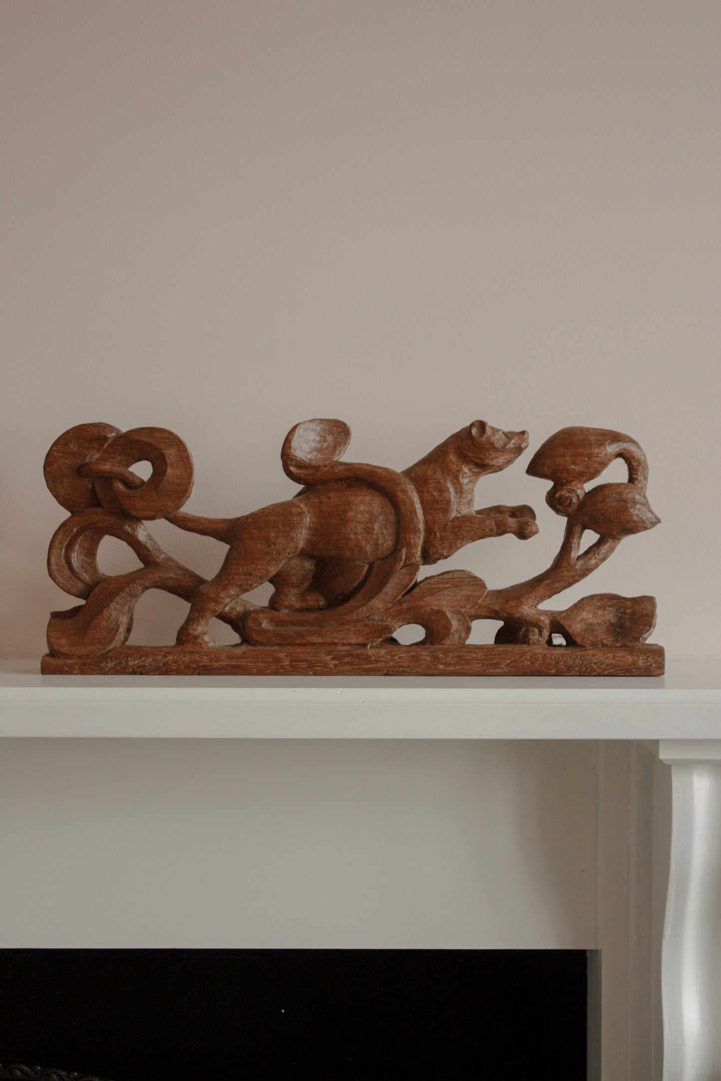 Vintage hand carved lion - decorative shelf art