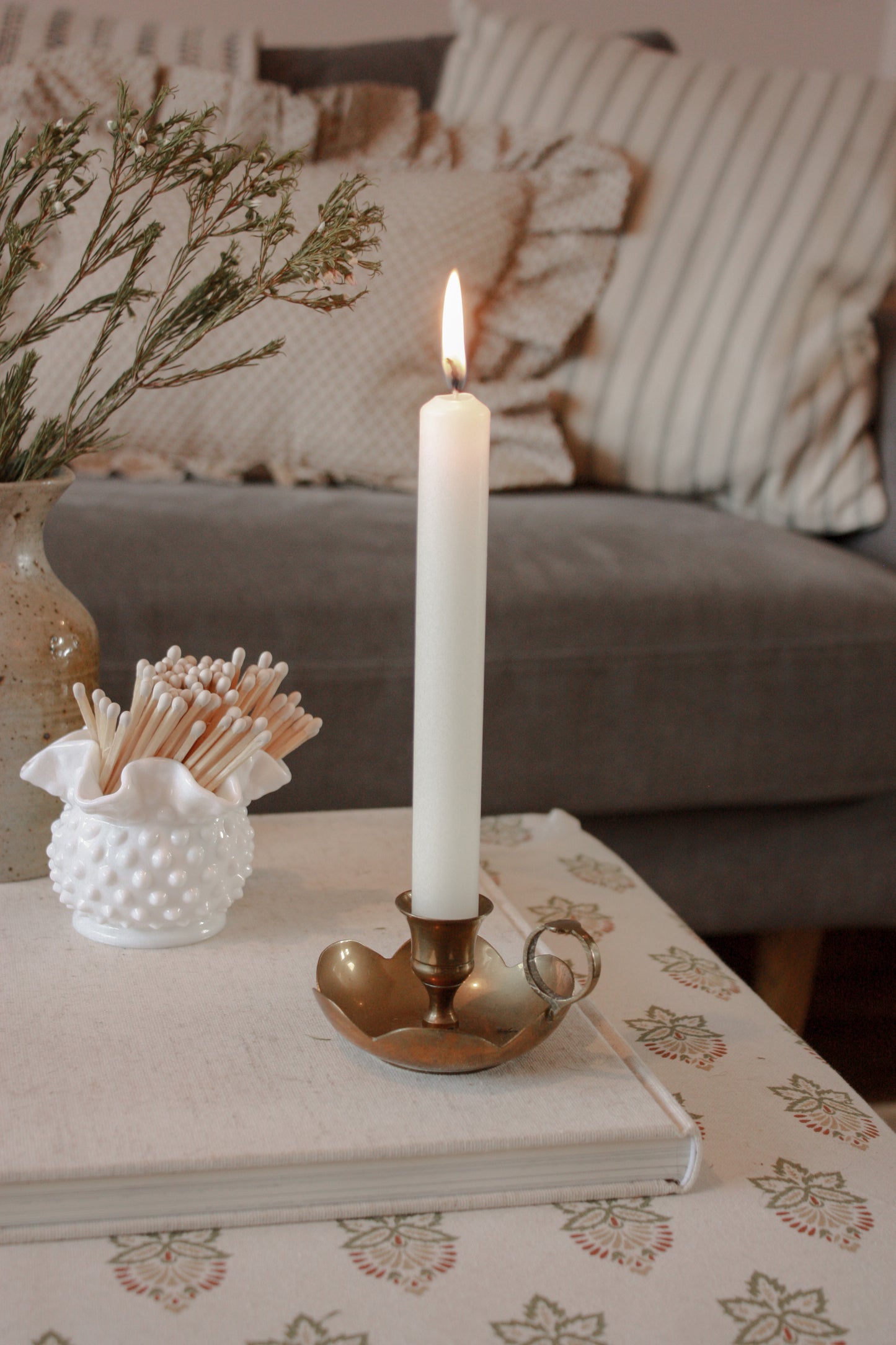 Vintage scalloped brass candleholder