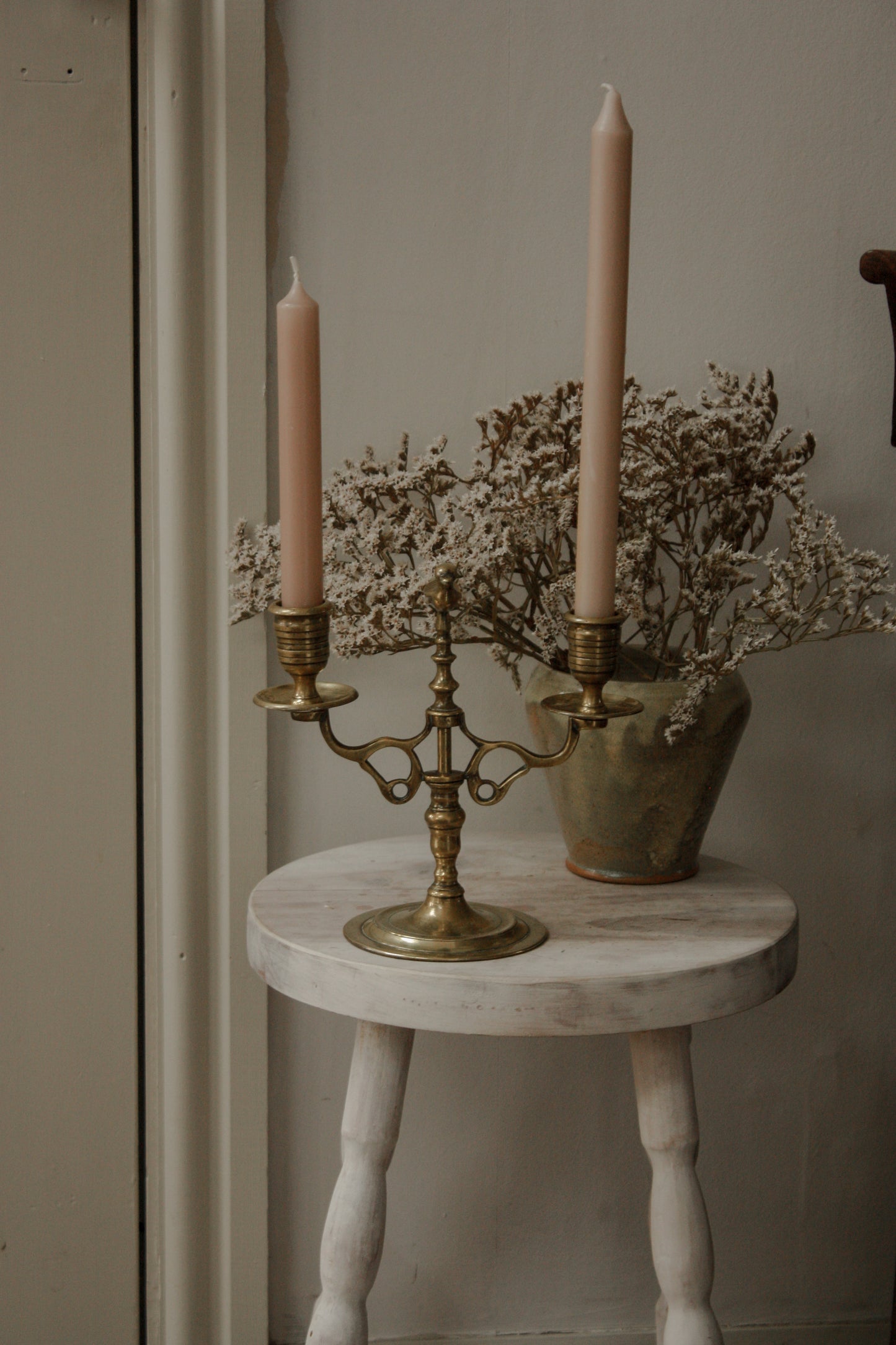Vintage brass candelabra with duck detail