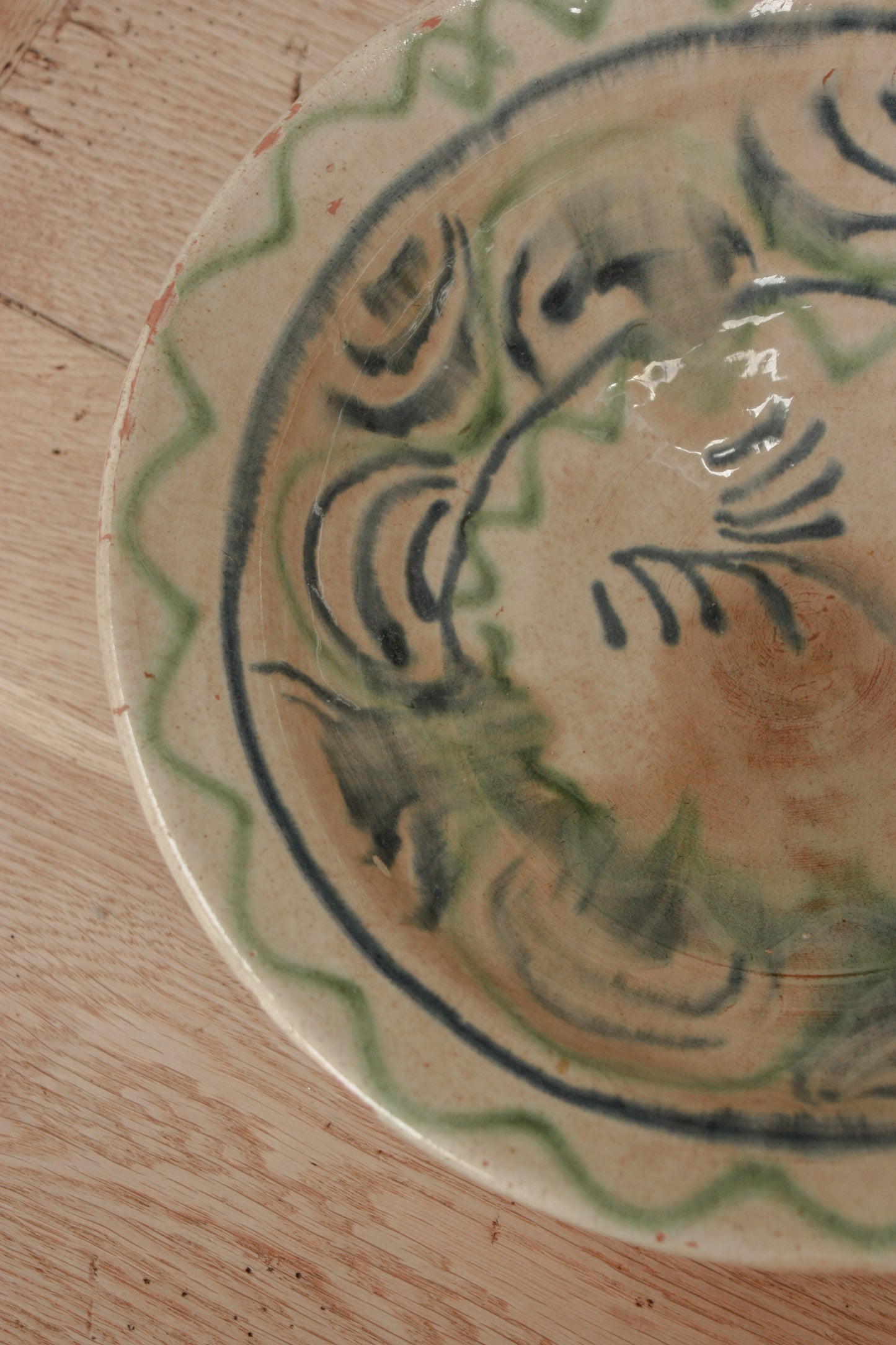 Vintage slip glaze decorative bowl