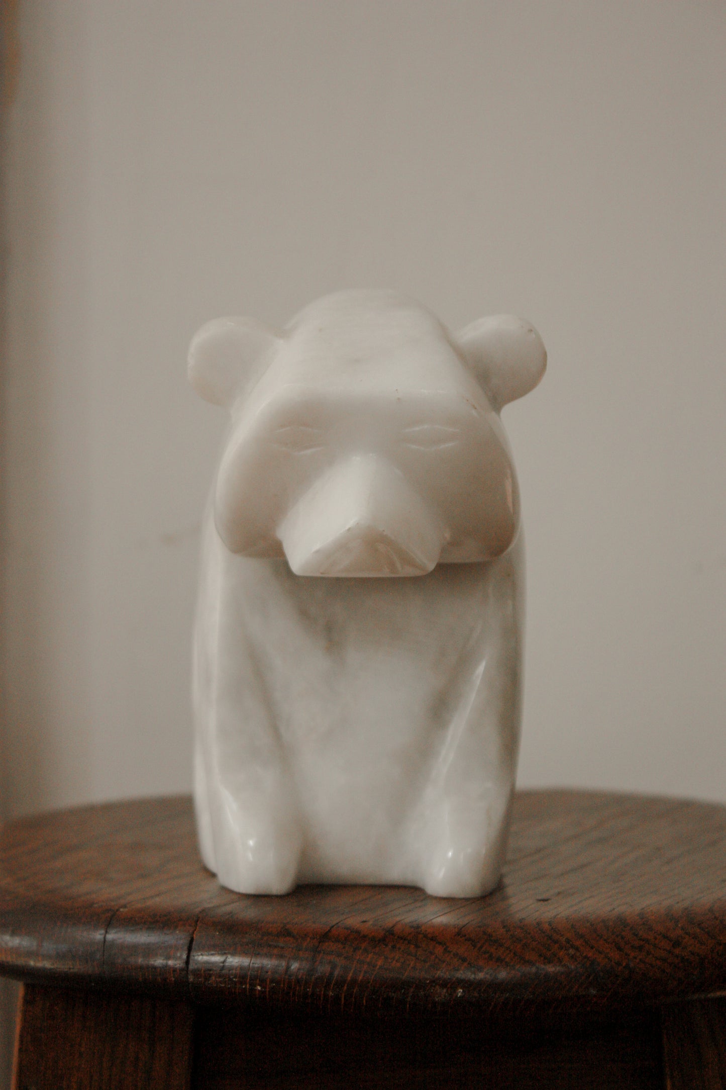 Vintage mid-century solid marble polar bear sculpture