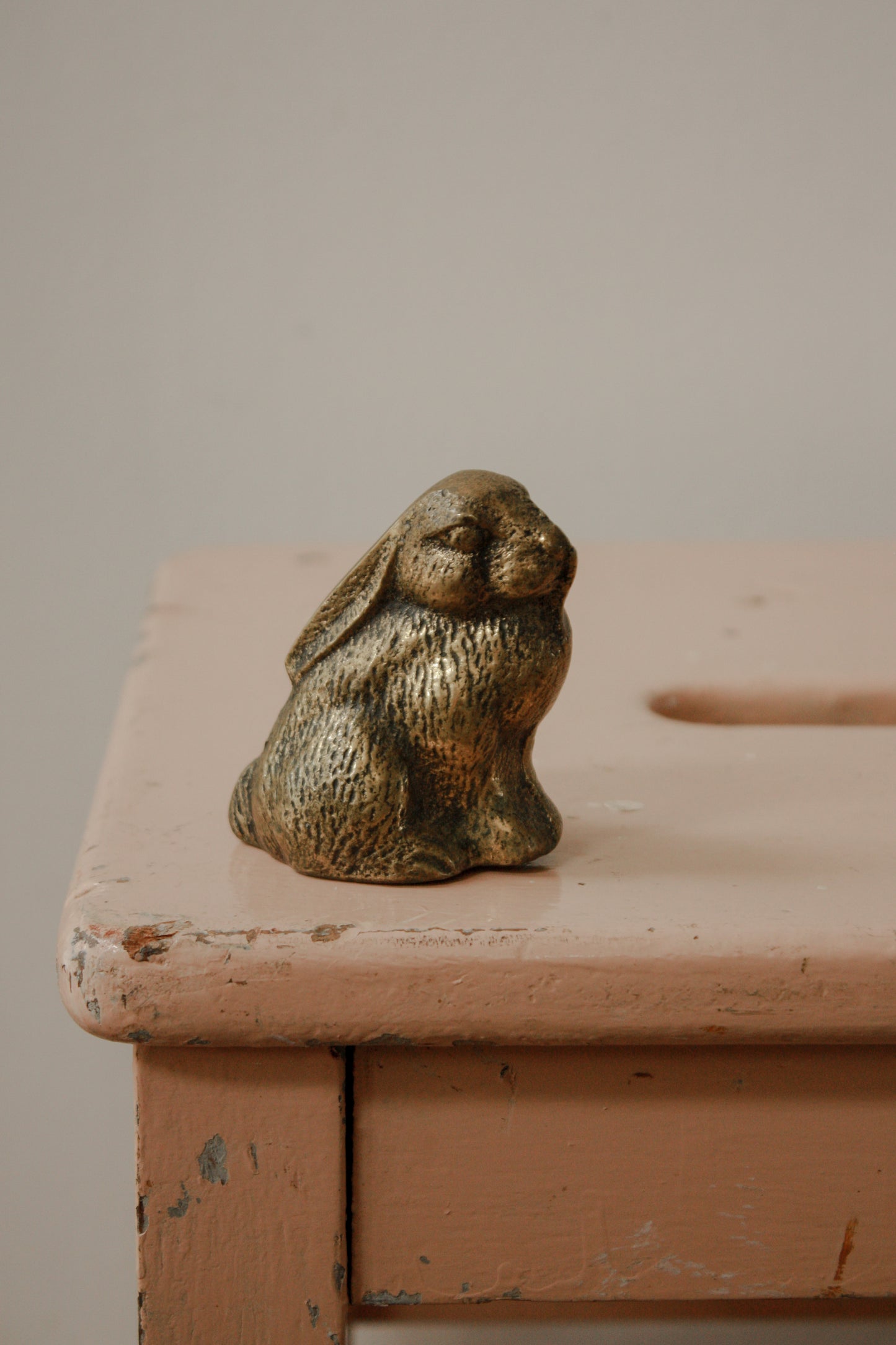 Vintage cast solid brass rabbit paperweight