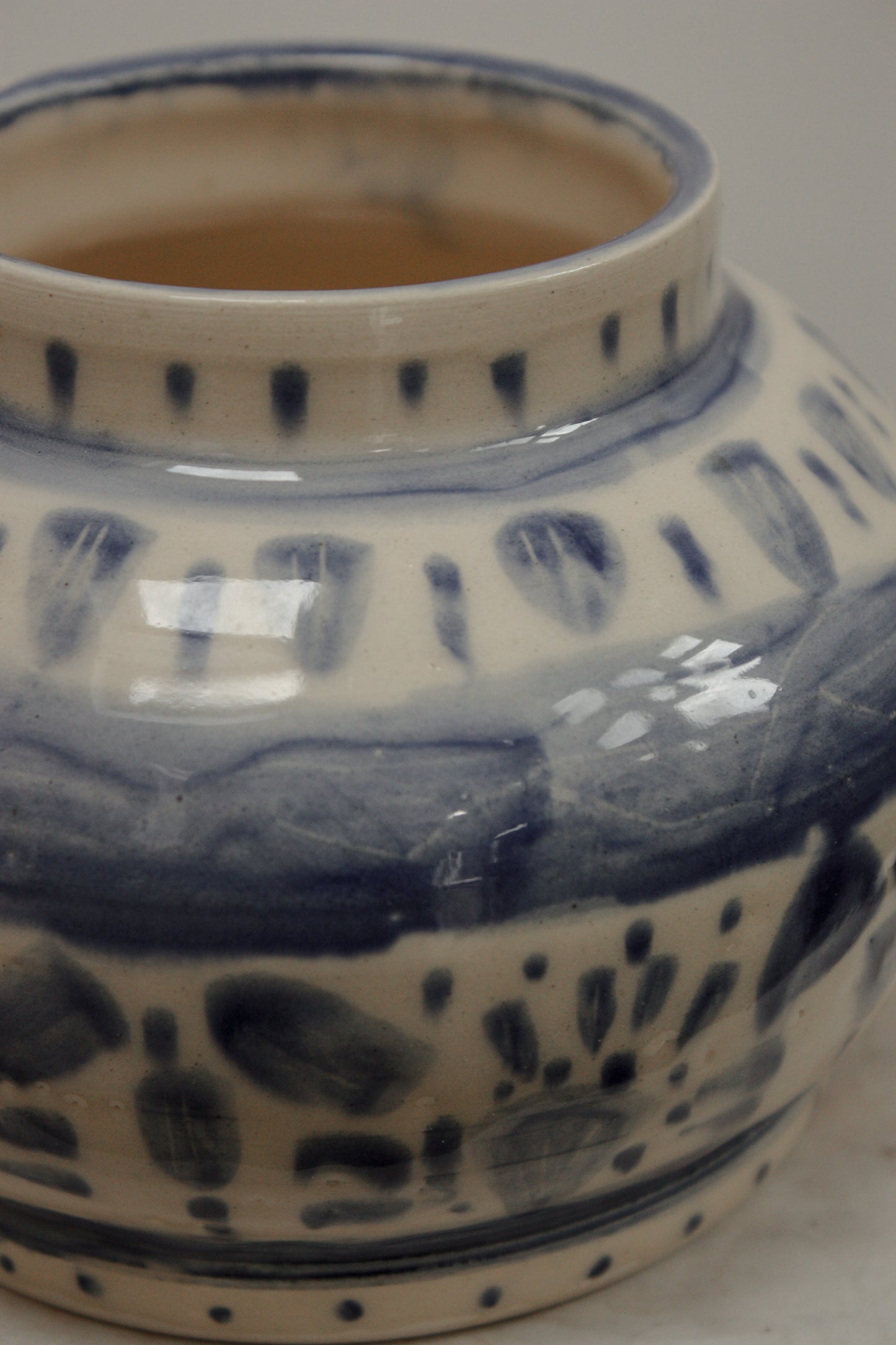 Studio pottery hand painted ceramic pot