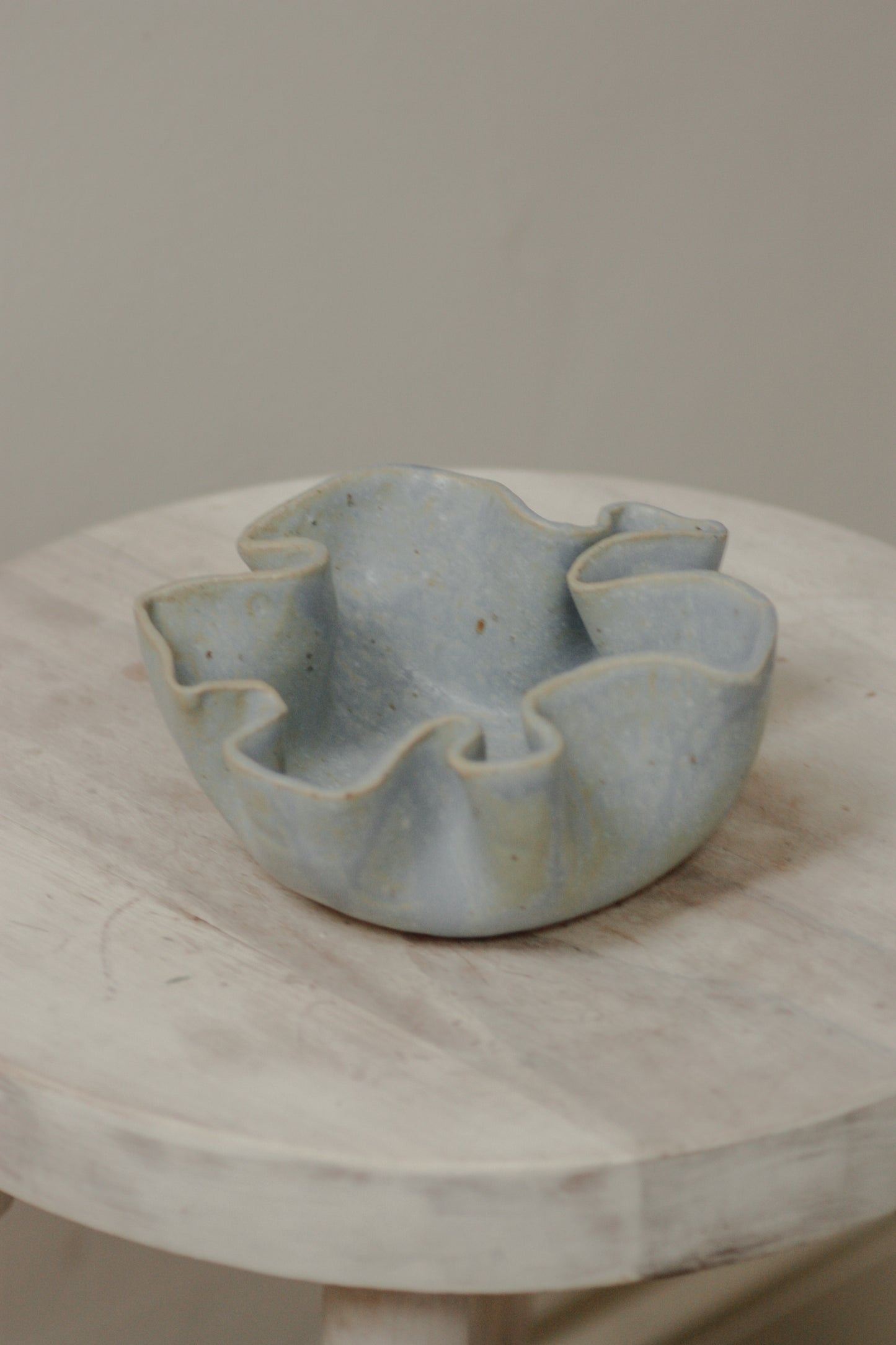 Studio art pottery ruffle dish