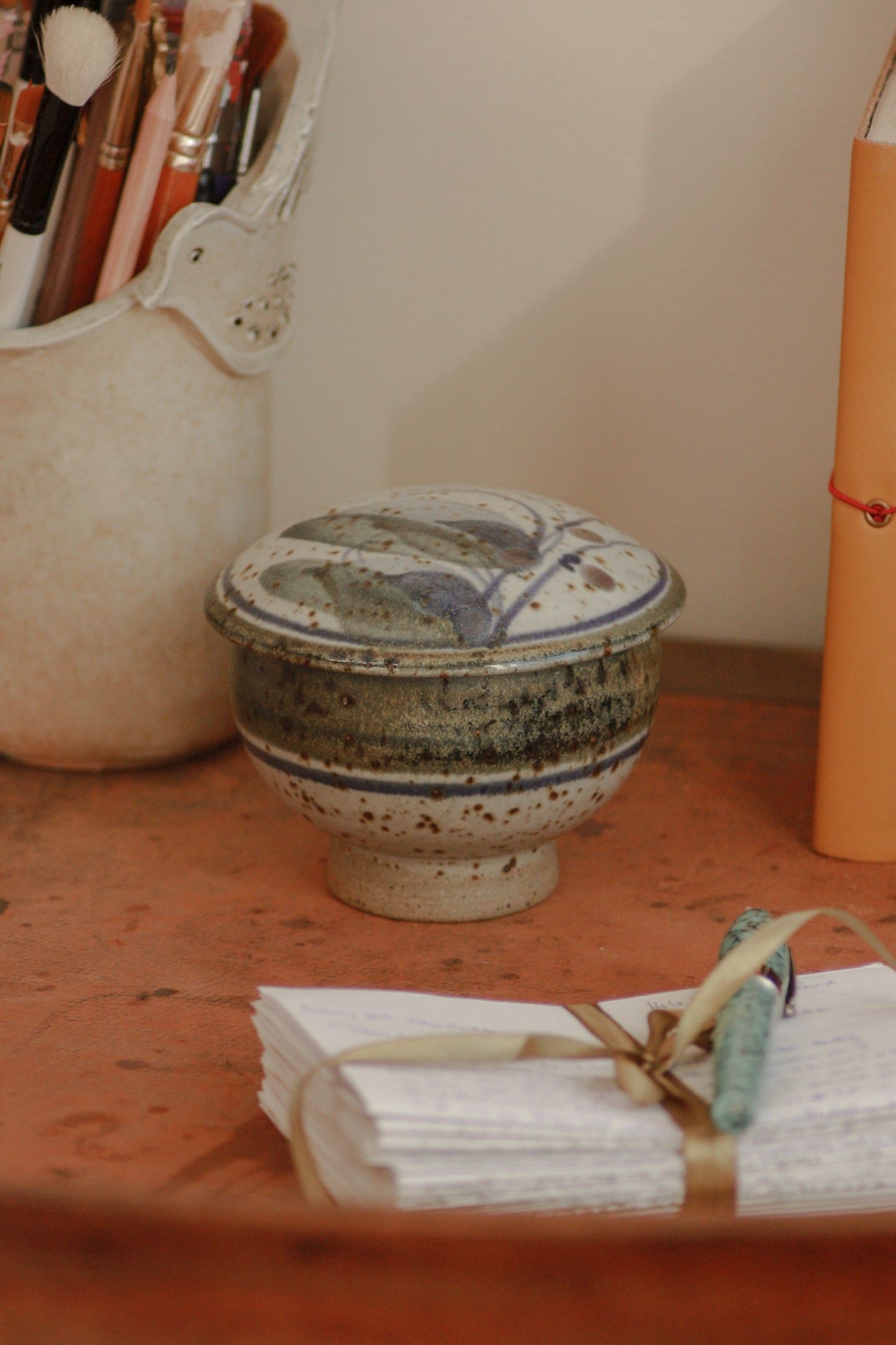 Vintage studio pottery trinket pot