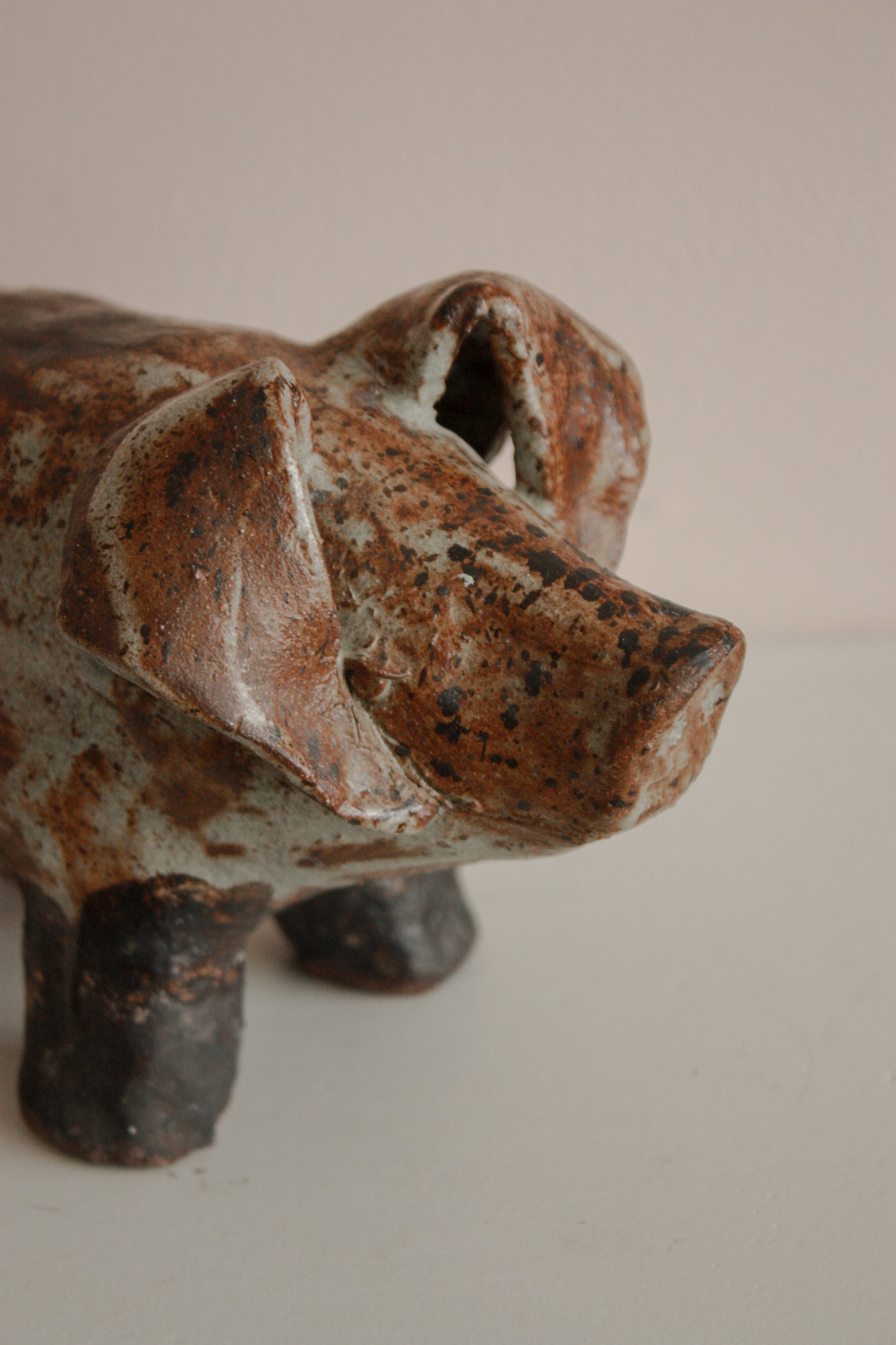 Rustic studio pottery piggy sculpture